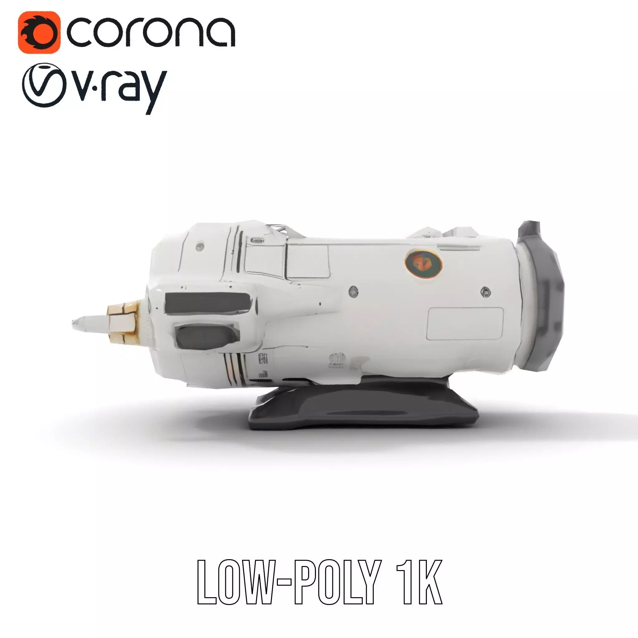 Futuristic White Minigun Model Pack Low-poly 3D model_26