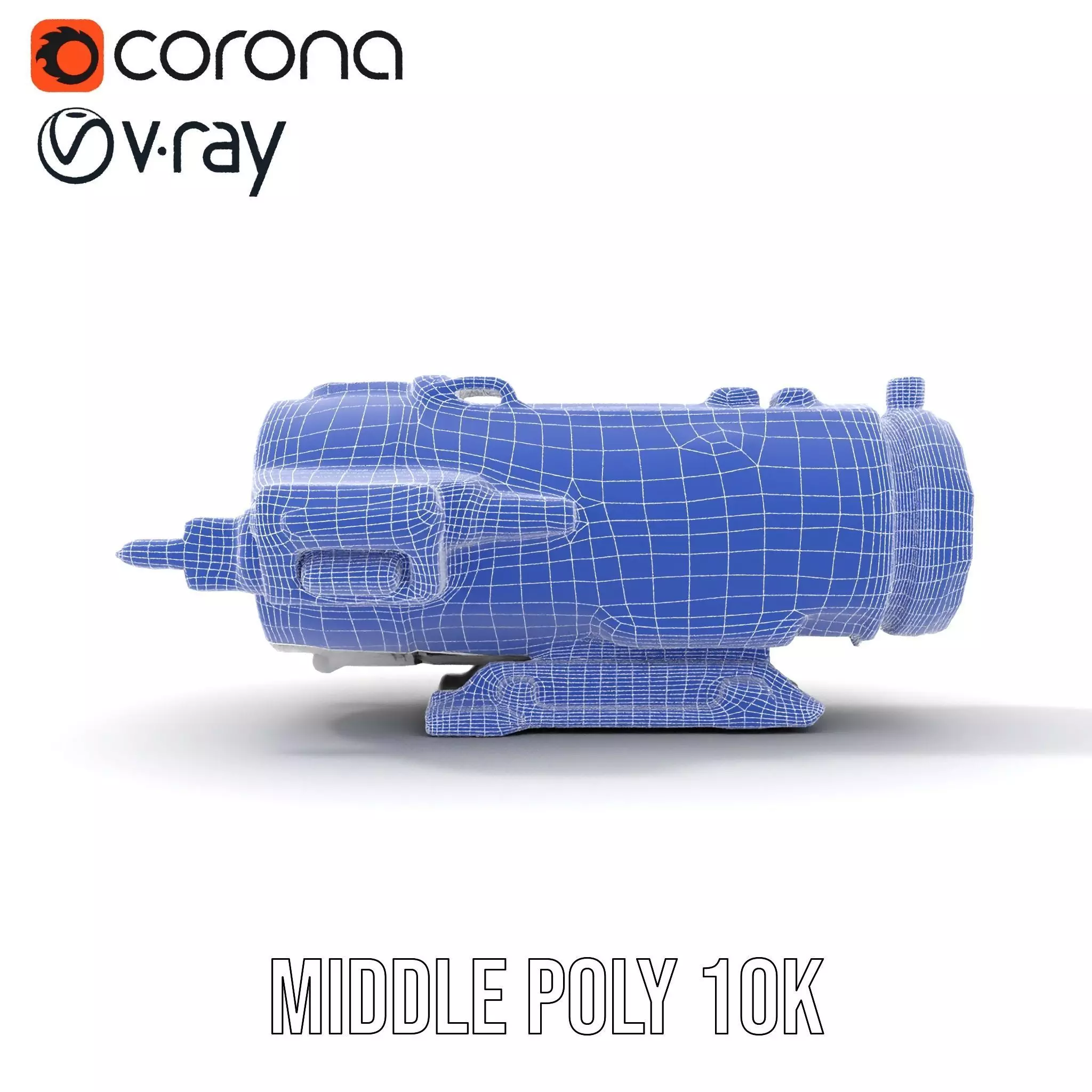 Futuristic White Minigun Model Pack Low-poly 3D model_22