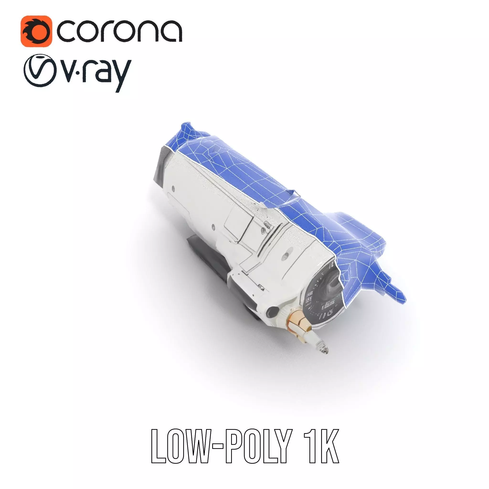 Futuristic White Minigun Model Pack Low-poly 3D model_17