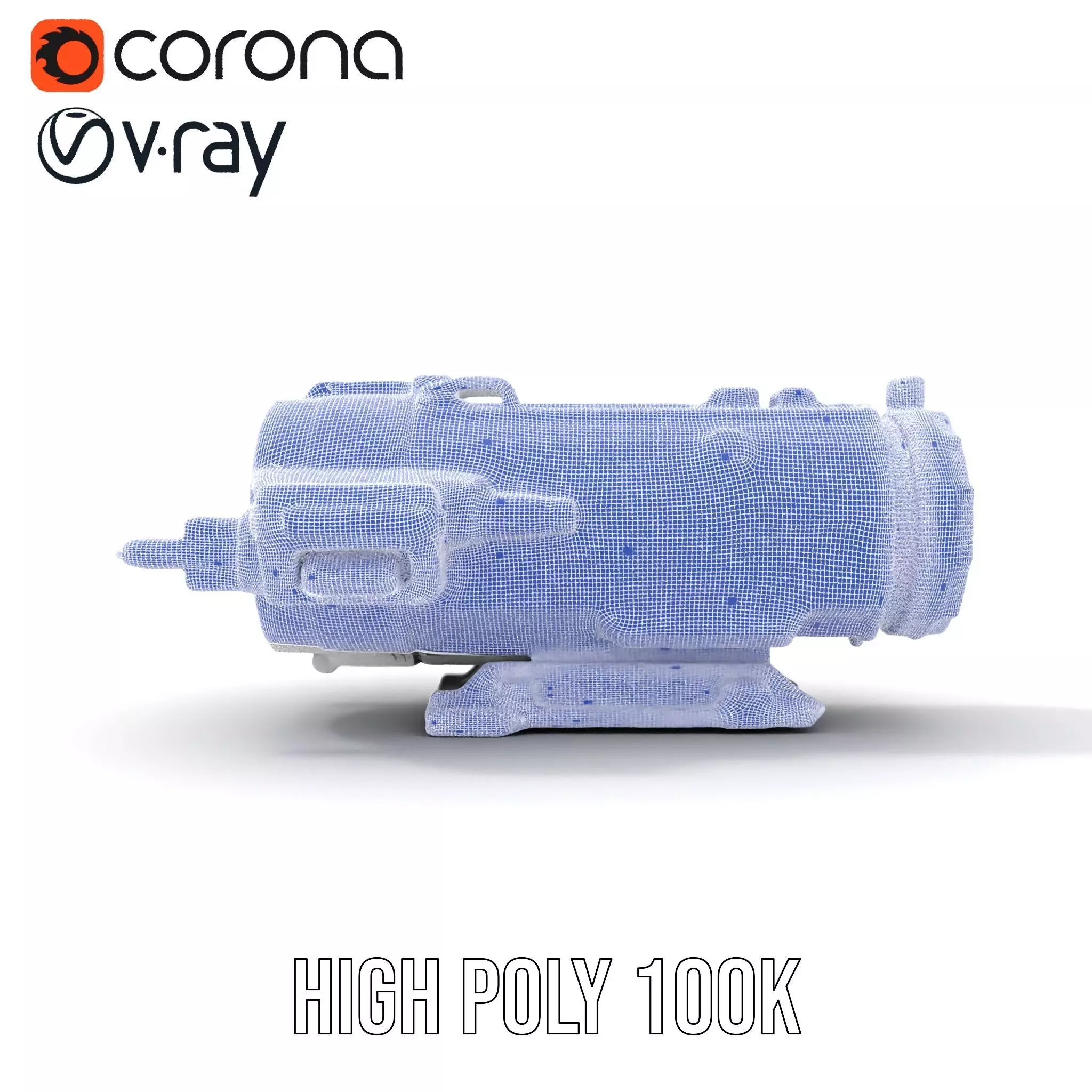 Futuristic White Minigun Model Pack Low-poly 3D model_34