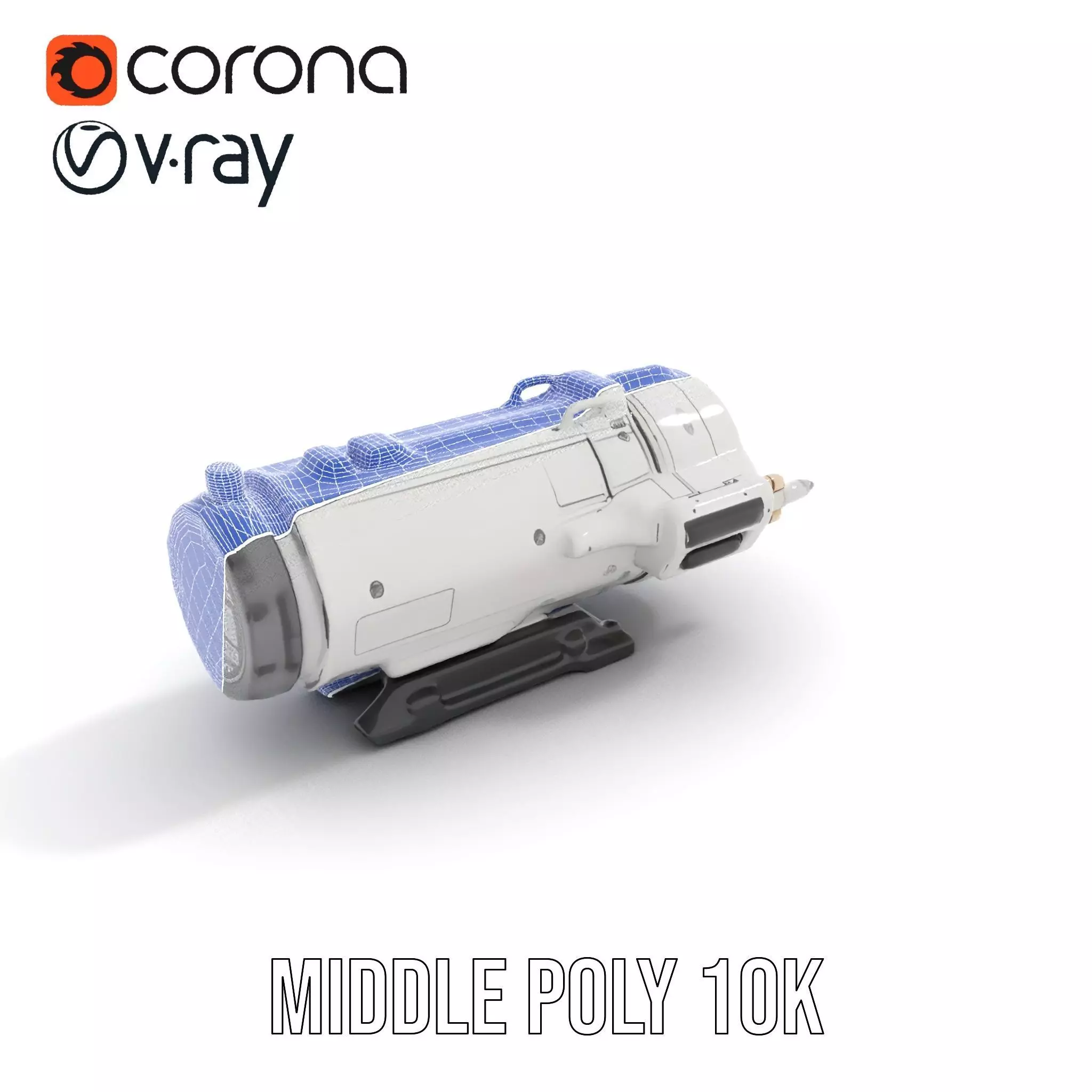 Futuristic White Minigun Model Pack Low-poly 3D model_28