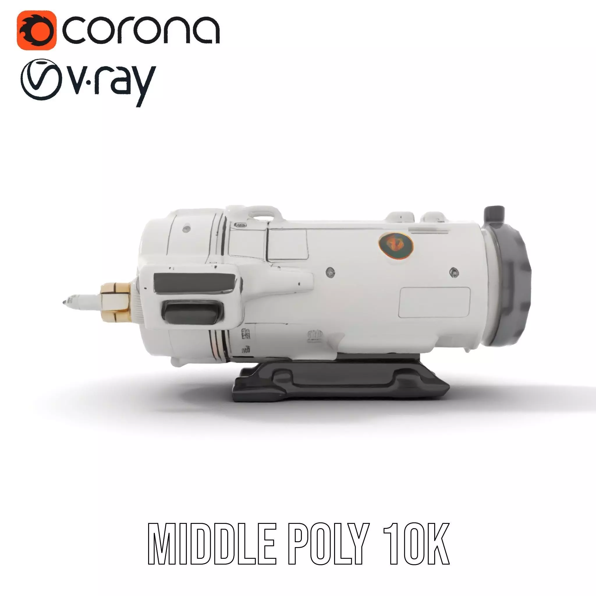 Futuristic White Minigun Model Pack Low-poly 3D model_14