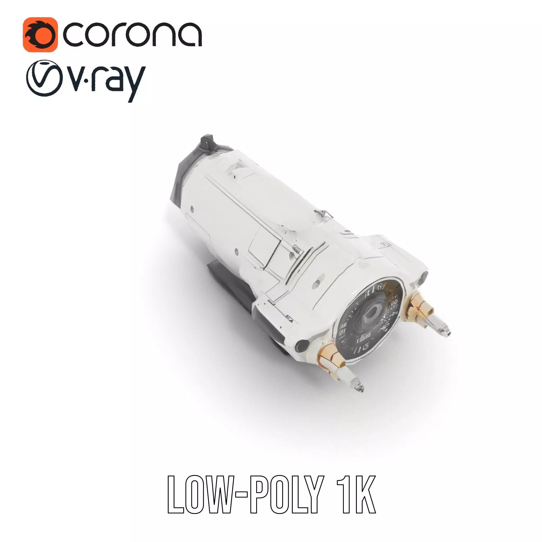 Futuristic White Minigun Model Pack Low-poly 3D model_10