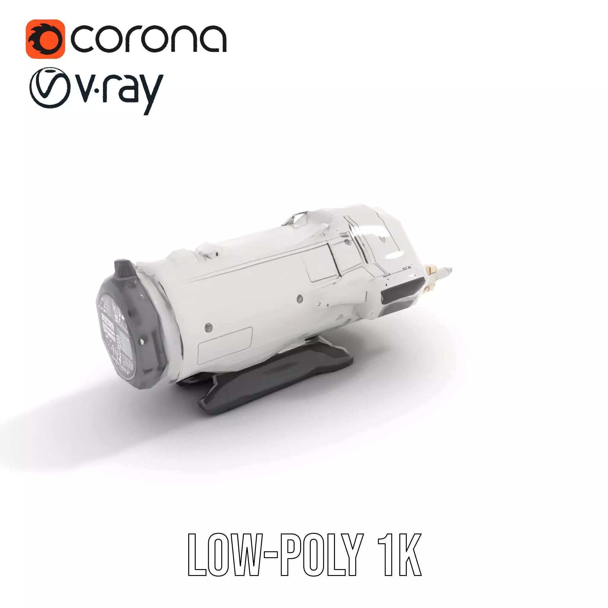 Futuristic White Minigun Model Pack Low-poly 3D model_13