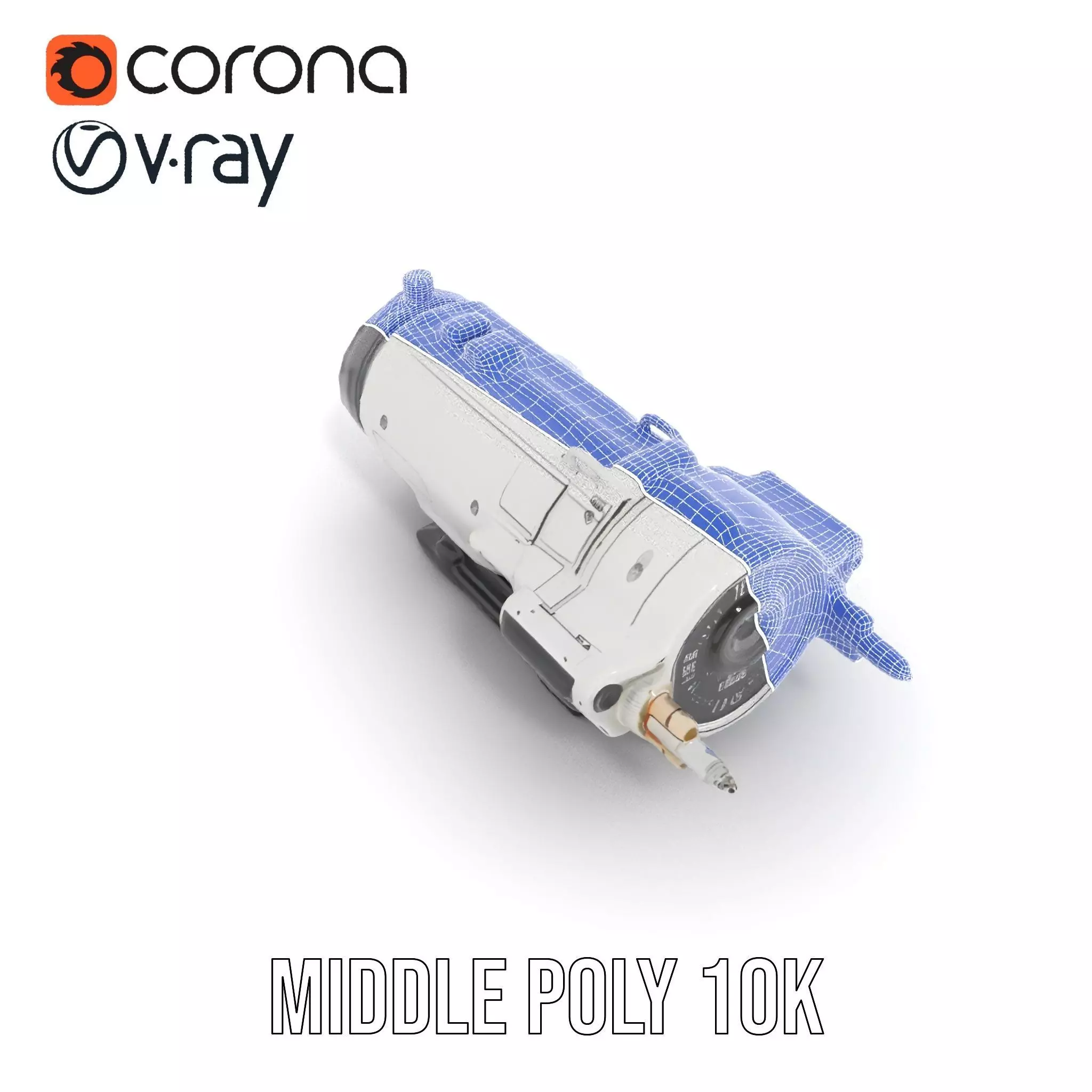 Futuristic White Minigun Model Pack Low-poly 3D model_25