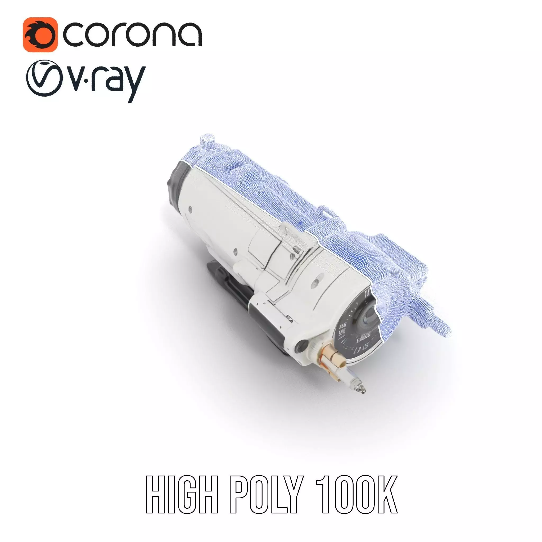 Futuristic White Minigun Model Pack Low-poly 3D model_33