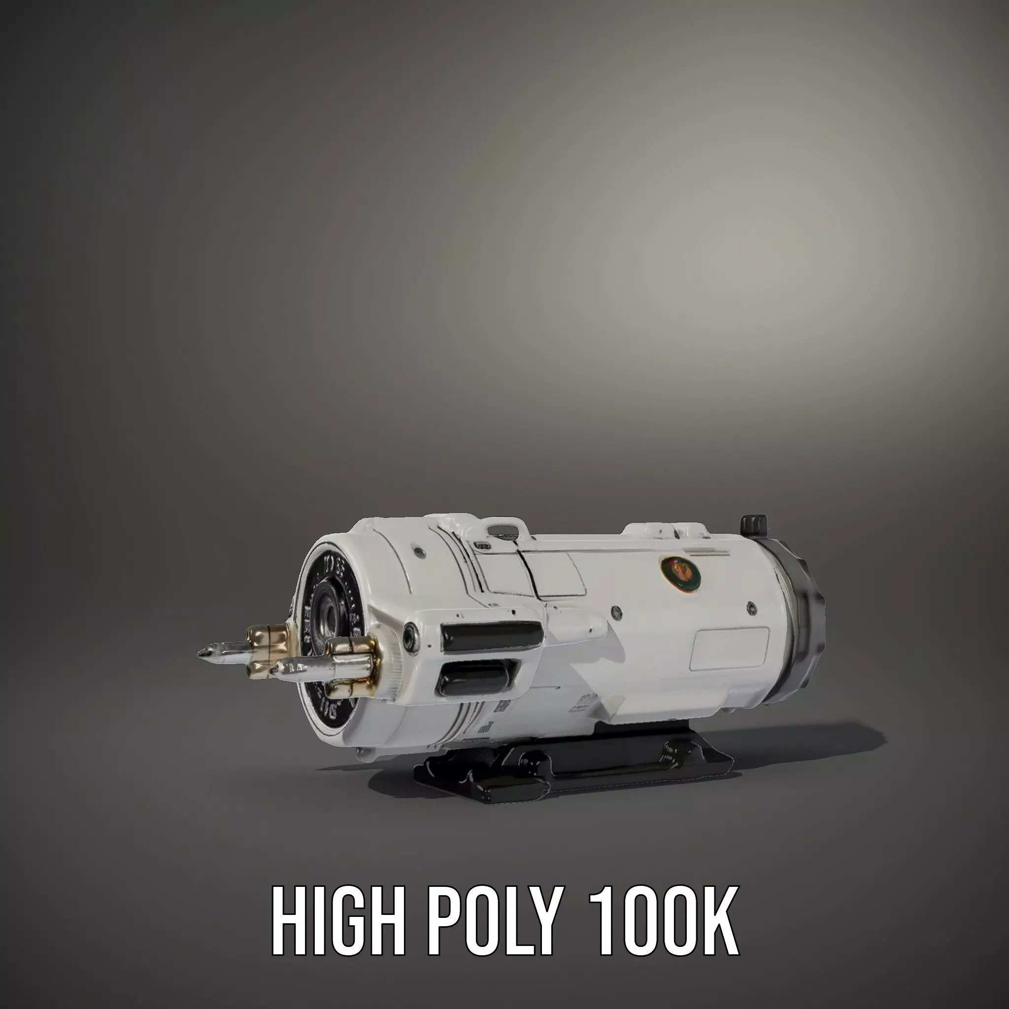 Futuristic White Minigun Model Pack Low-poly 3D model_9