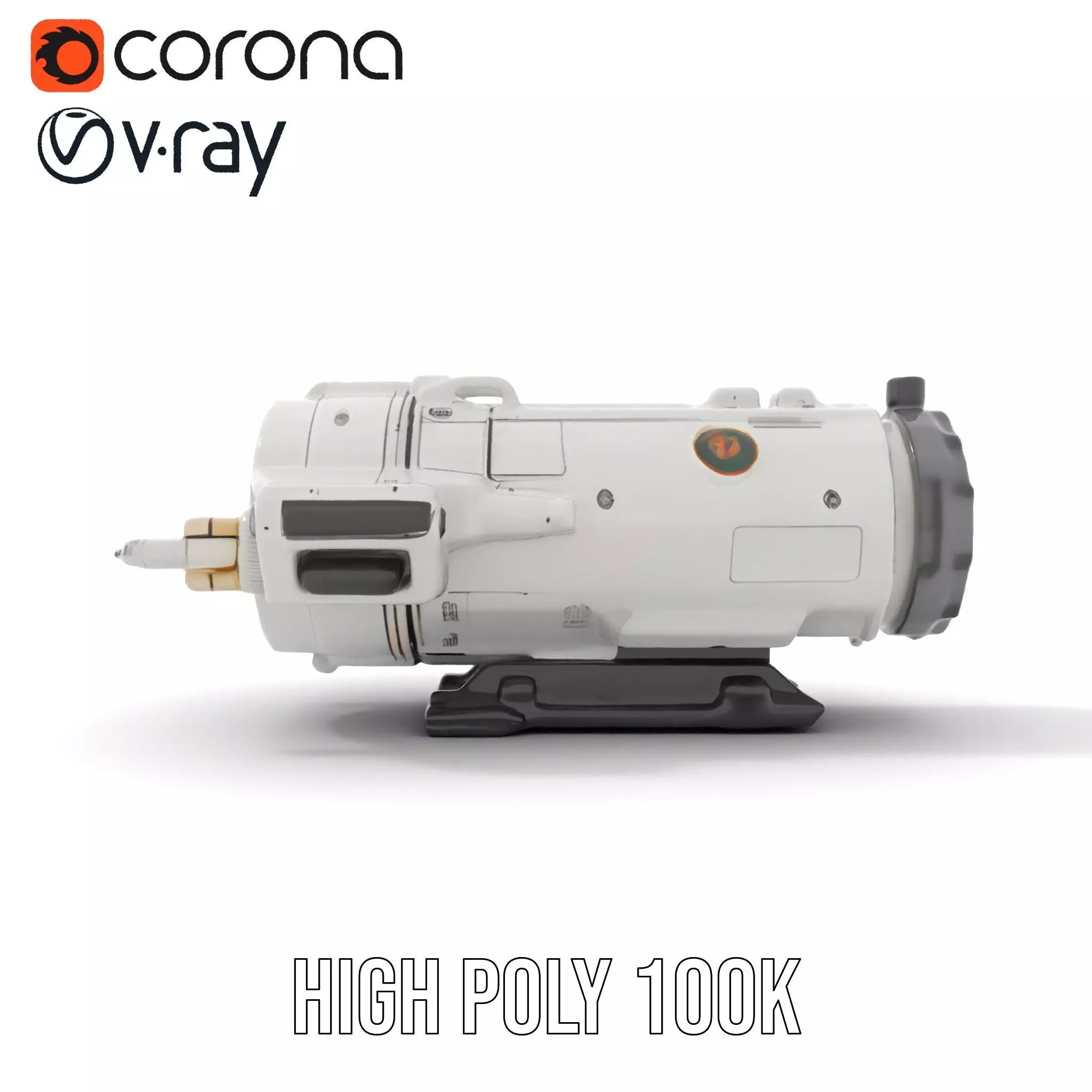 Futuristic White Minigun Model Pack Low-poly 3D model_21