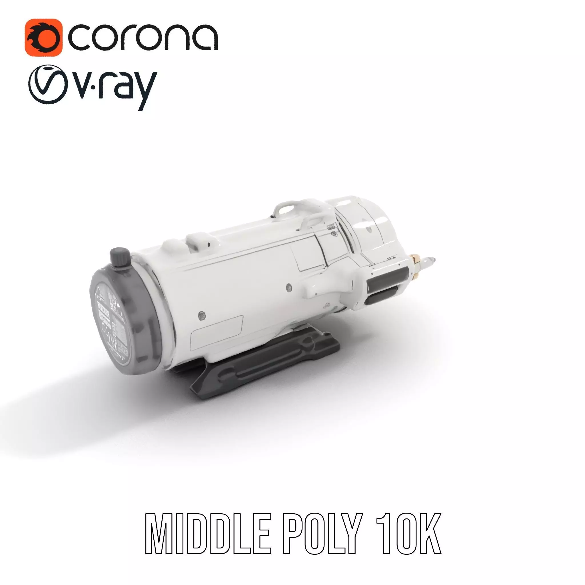 Futuristic White Minigun Model Pack Low-poly 3D model_6