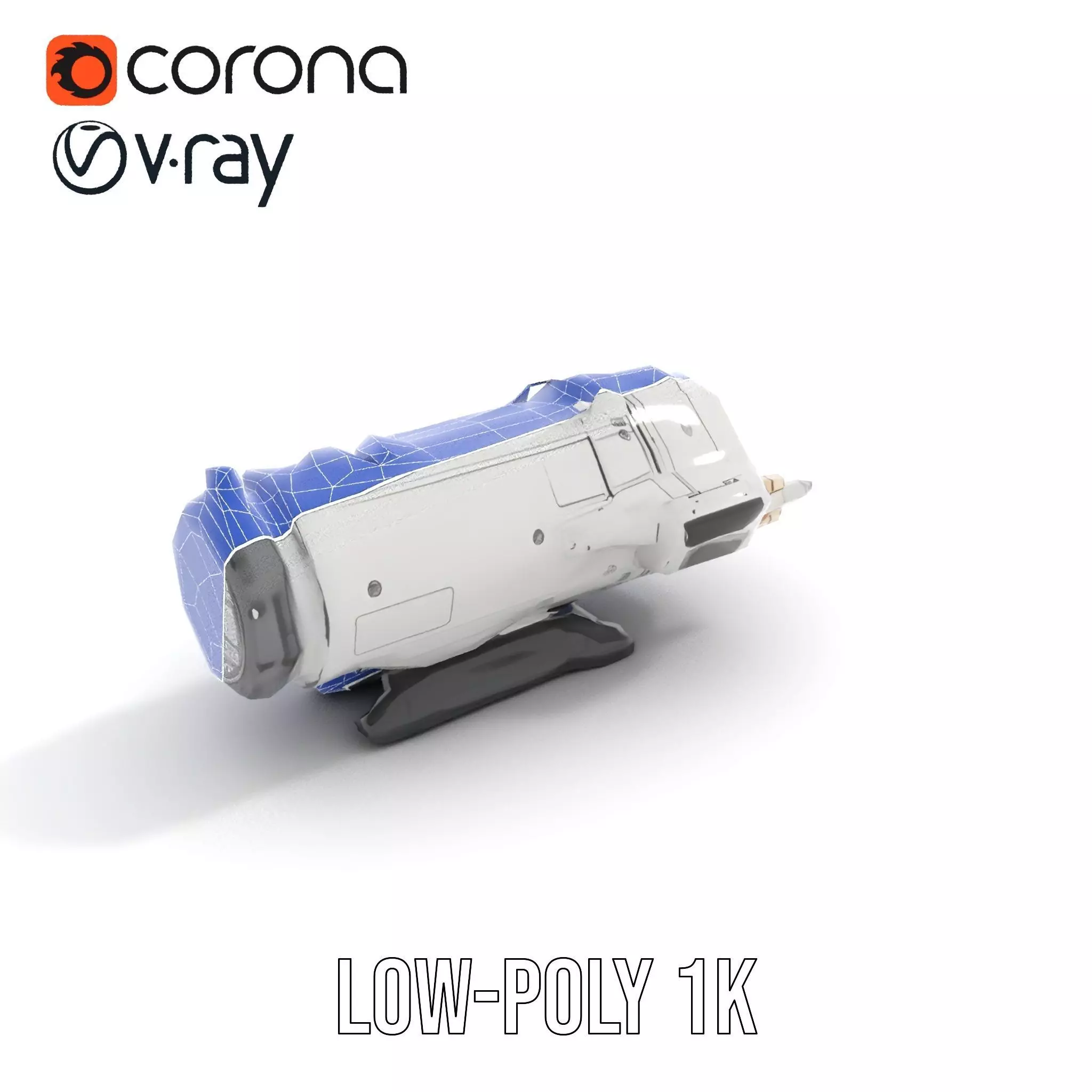 Futuristic White Minigun Model Pack Low-poly 3D model_32