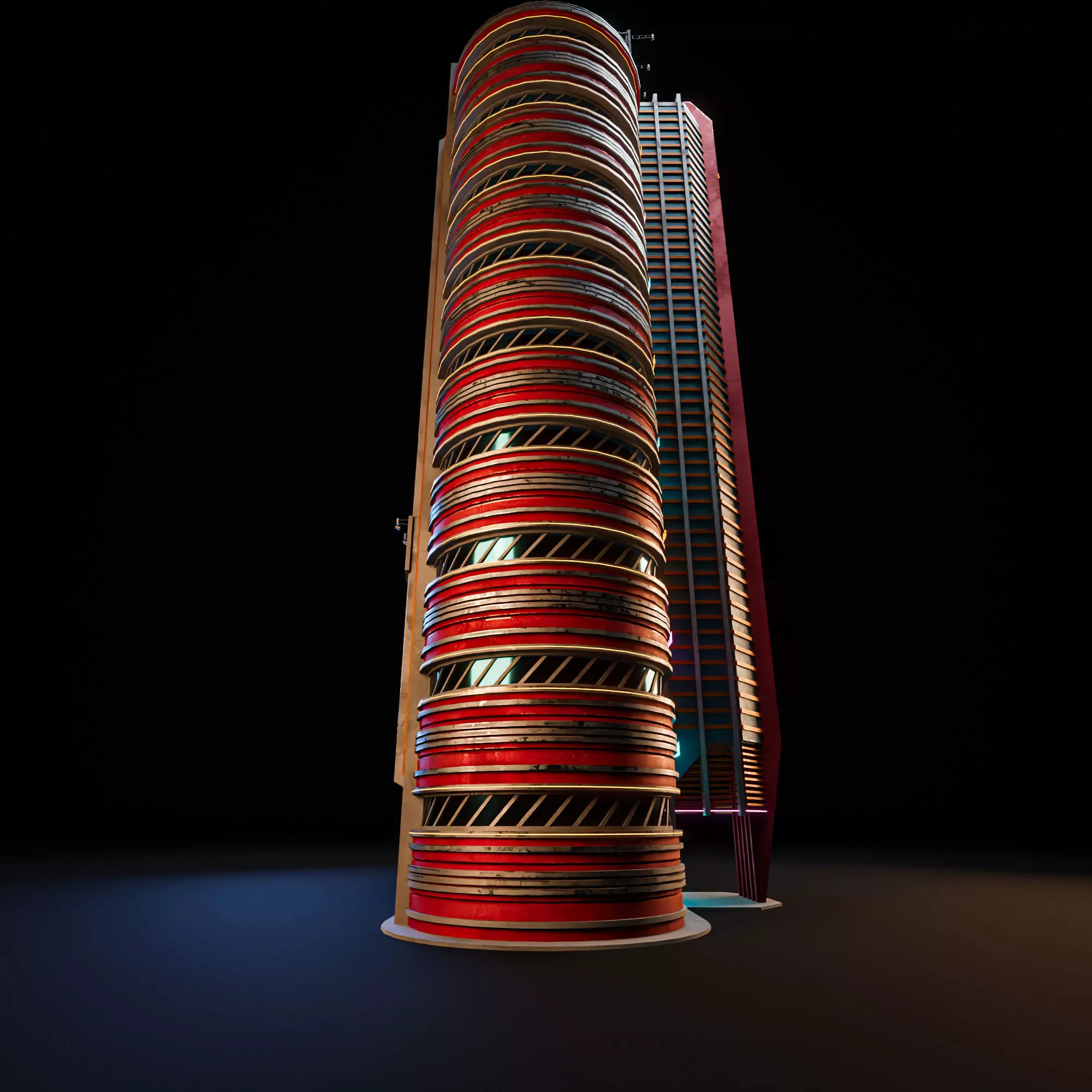 SCIFI CYBERPUNK FUTURISTIC NEON SKYSCRAPER 09 Low-poly 3D model_3