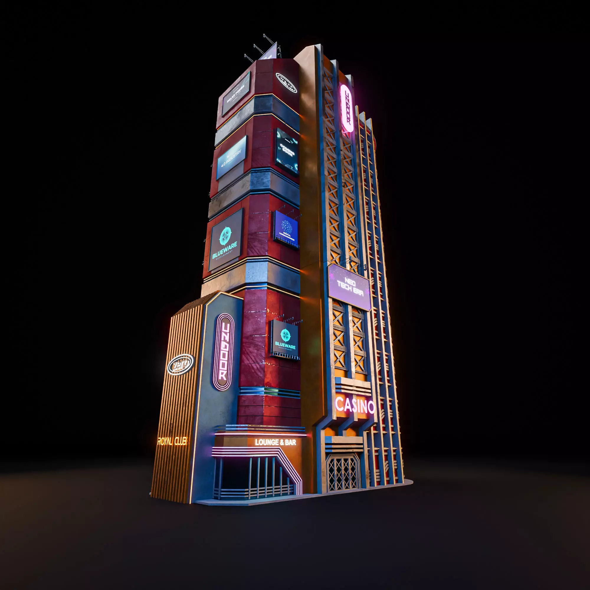 SCIFI CYBERPUNK FUTURISTIC NEON SKYSCRAPER 09 Low-poly 3D model_8