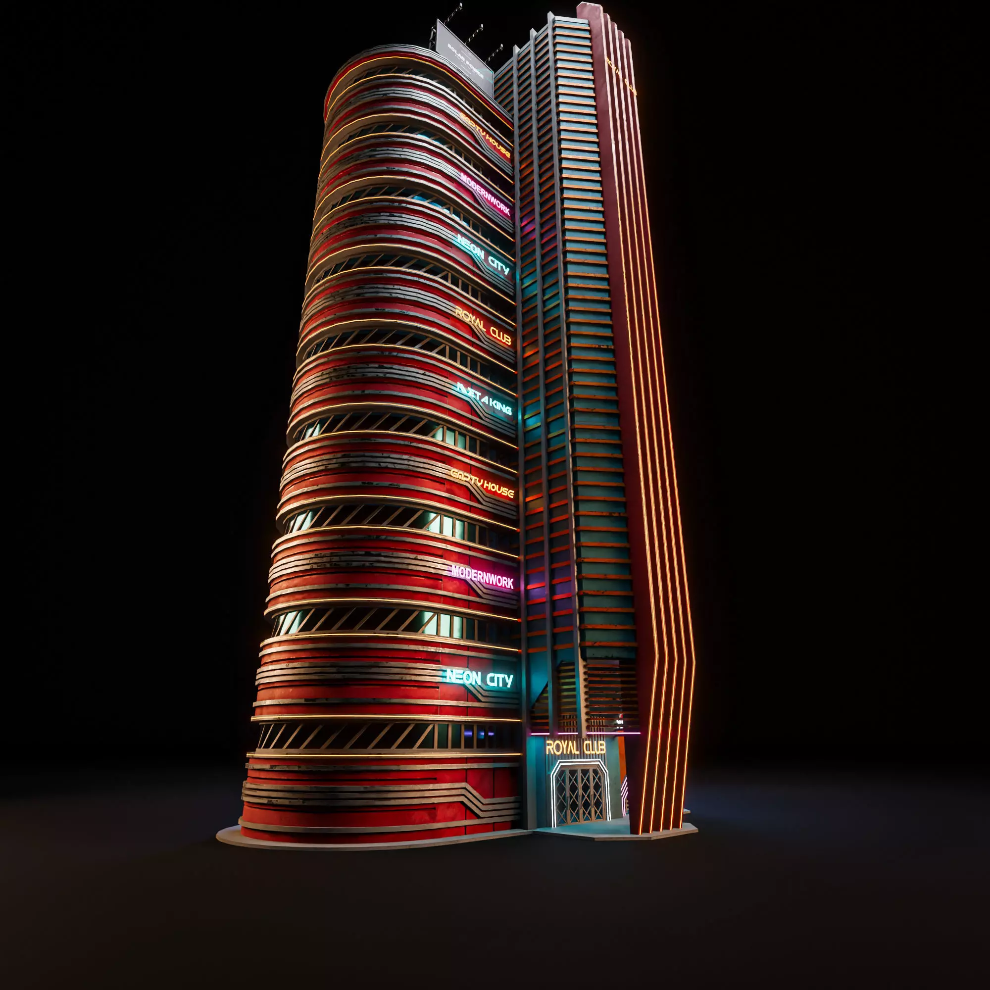 SCIFI CYBERPUNK FUTURISTIC NEON SKYSCRAPER 09 Low-poly 3D model_4