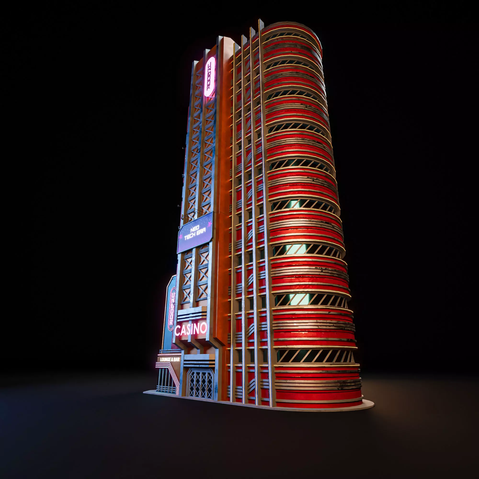 SCIFI CYBERPUNK FUTURISTIC NEON SKYSCRAPER 09 Low-poly 3D model_2