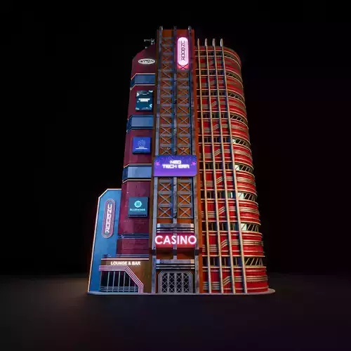 SCIFI CYBERPUNK FUTURISTIC NEON SKYSCRAPER 09 Low-poly 3D model SCIFI CYBERPUNK FUTURISTIC NEON SKYSCRAPER 09 Low-poly 3D model