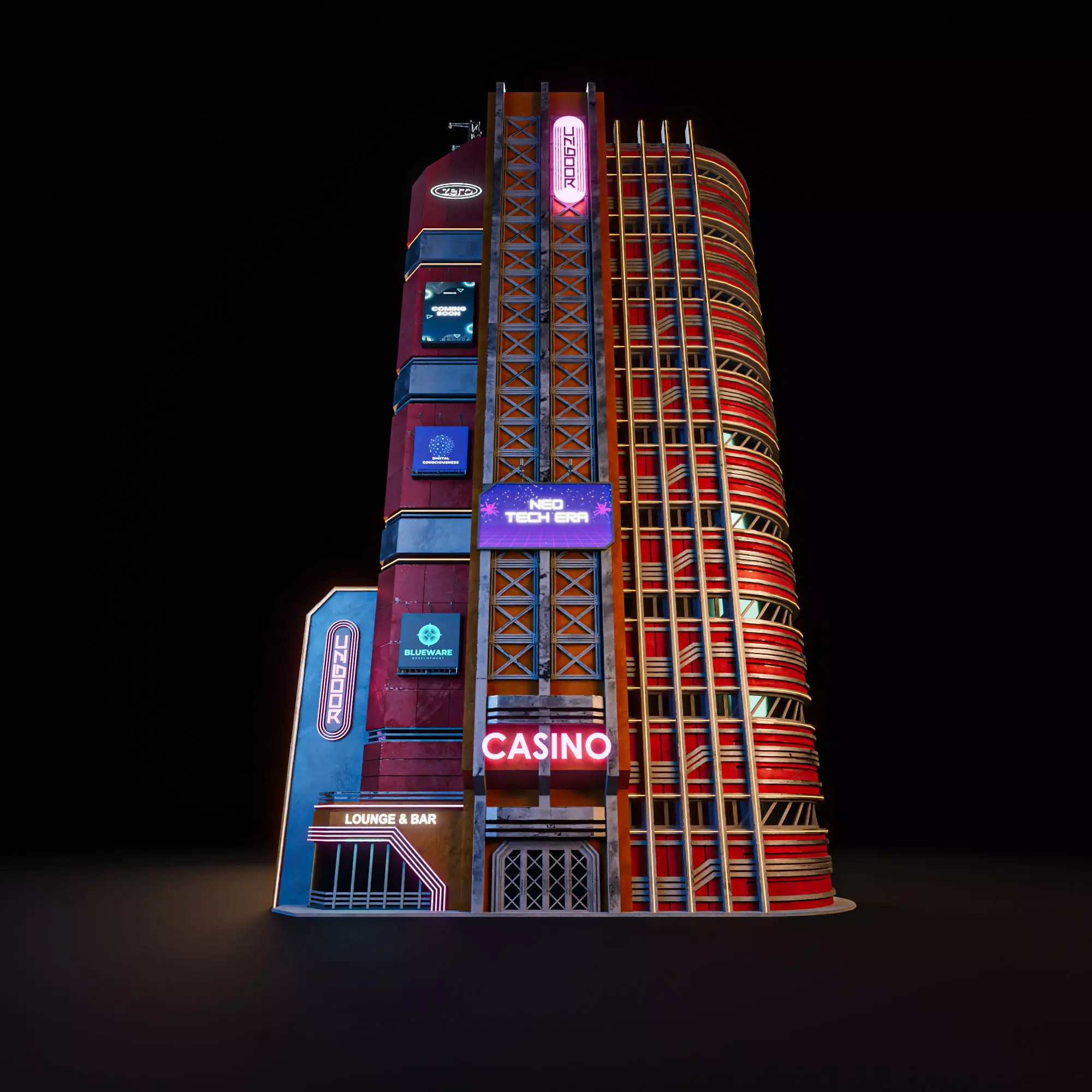 SCIFI CYBERPUNK FUTURISTIC NEON SKYSCRAPER 09 Low-poly 3D model_0