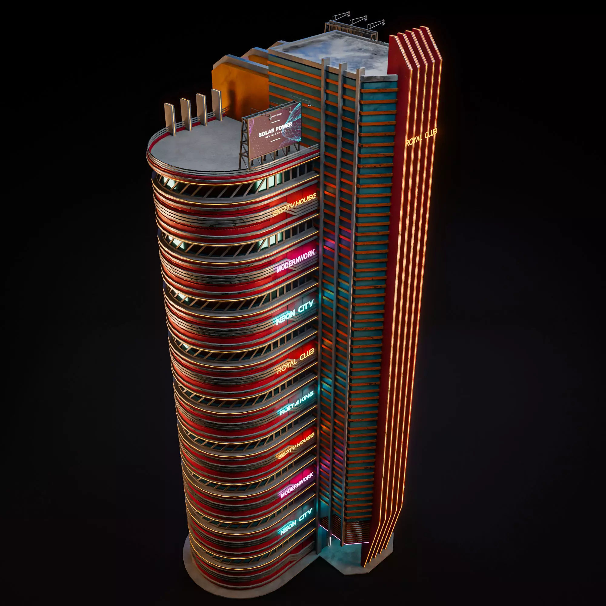 SCIFI CYBERPUNK FUTURISTIC NEON SKYSCRAPER 09 Low-poly 3D model_10