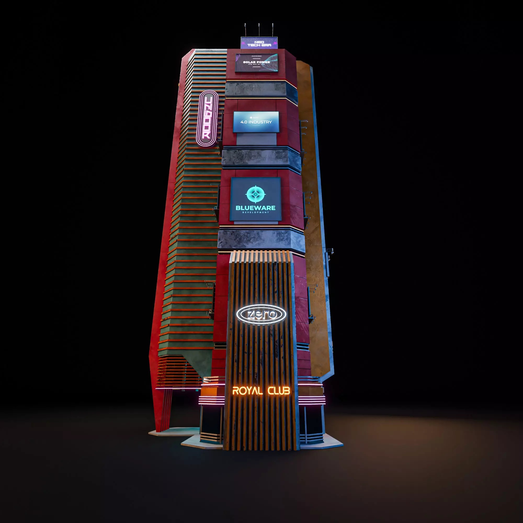 SCIFI CYBERPUNK FUTURISTIC NEON SKYSCRAPER 09 Low-poly 3D model_7