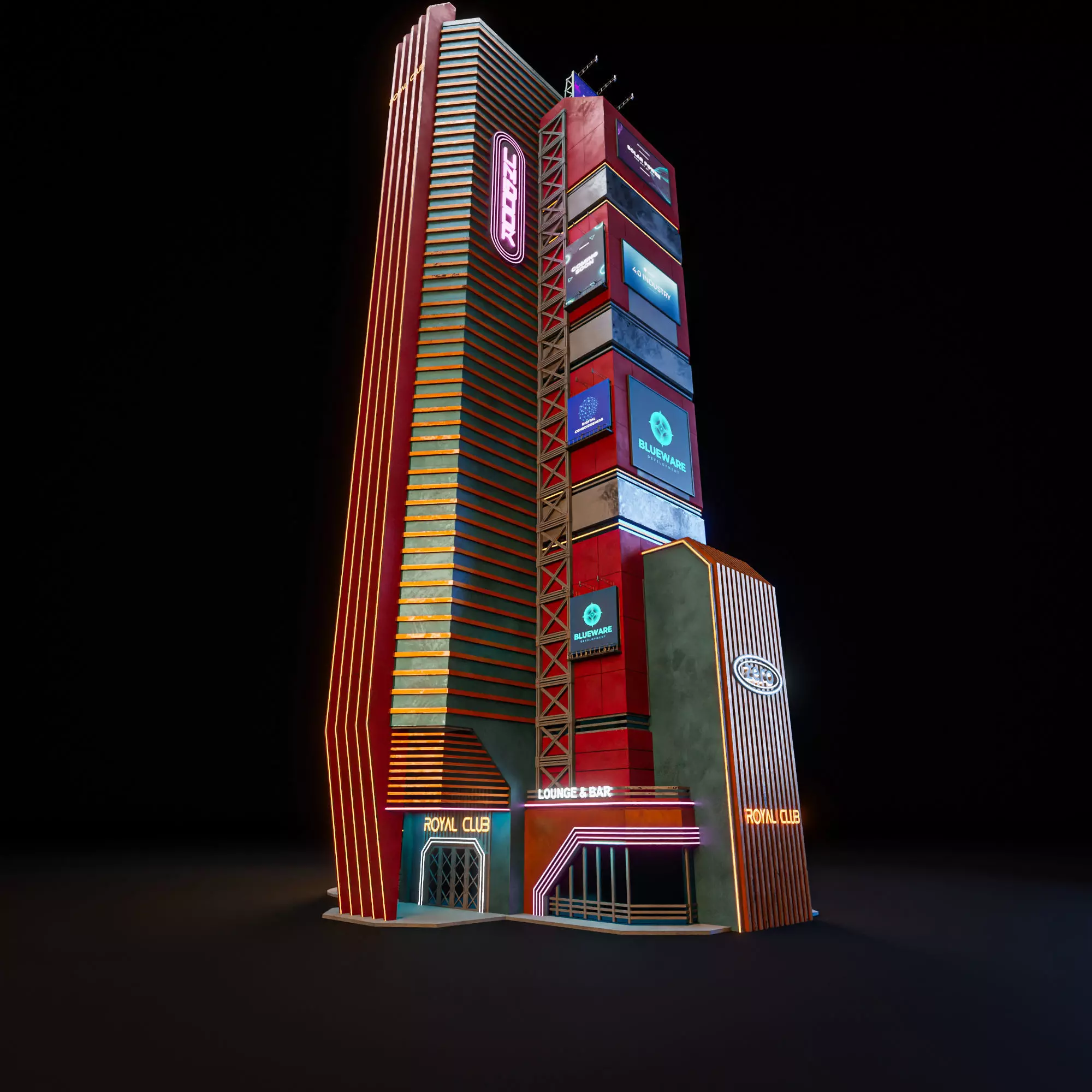 SCIFI CYBERPUNK FUTURISTIC NEON SKYSCRAPER 09 Low-poly 3D model_6
