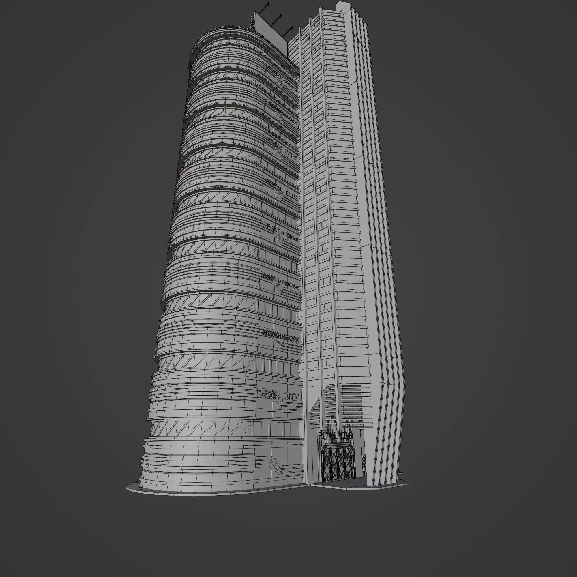 SCIFI CYBERPUNK FUTURISTIC NEON SKYSCRAPER 09 Low-poly 3D model_14