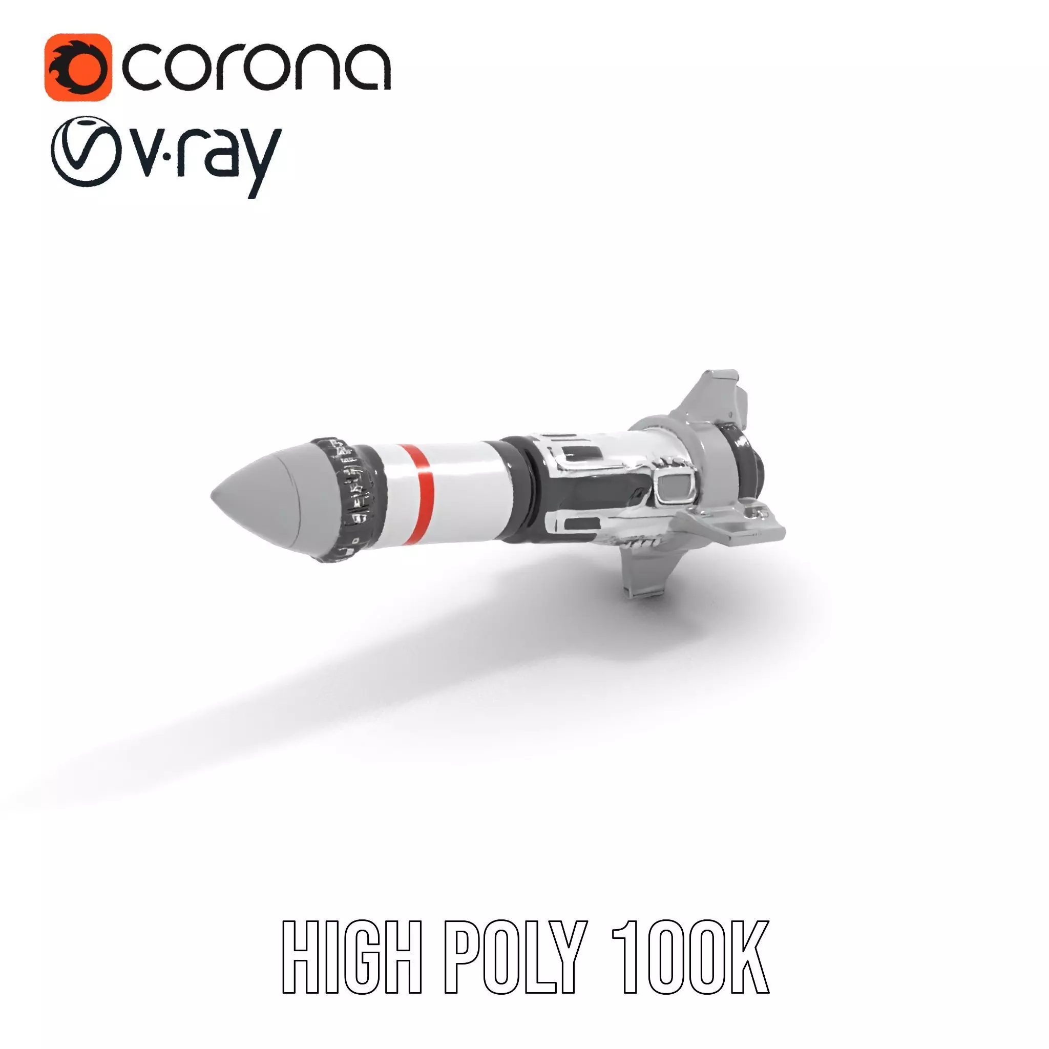 Futuristic Rocket Model Pack with Detailed Features Low-poly 3D model_11