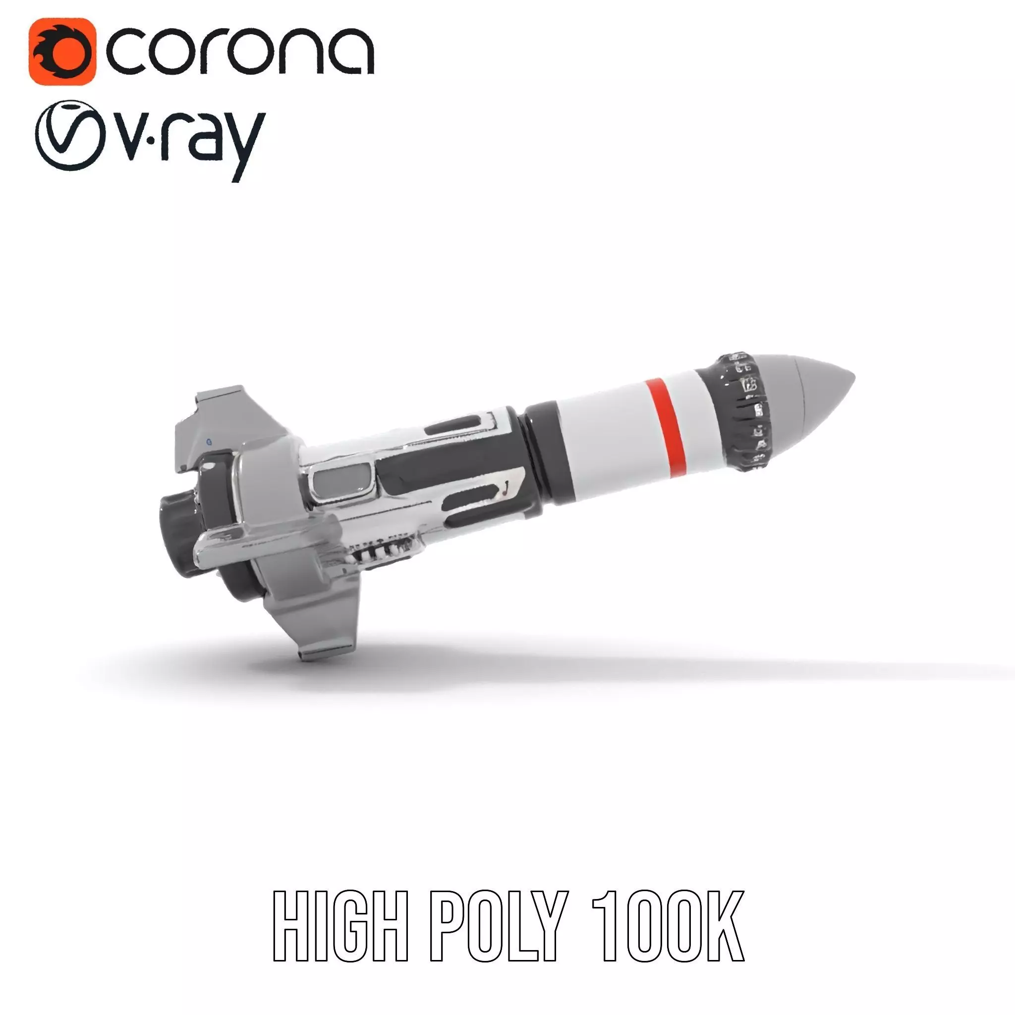 Futuristic Rocket Model Pack with Detailed Features Low-poly 3D model_19