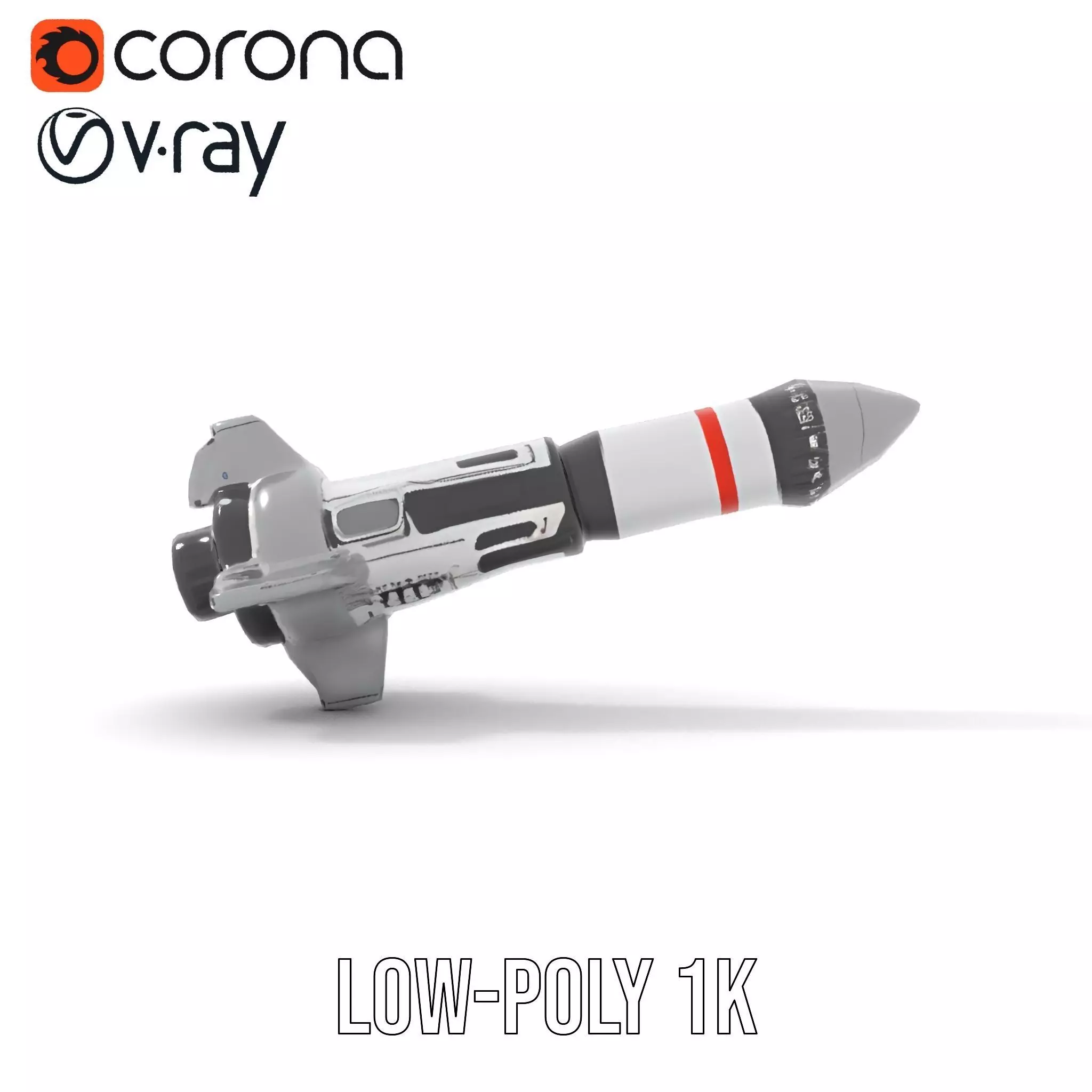 Futuristic Rocket Model Pack with Detailed Features Low-poly 3D model_27