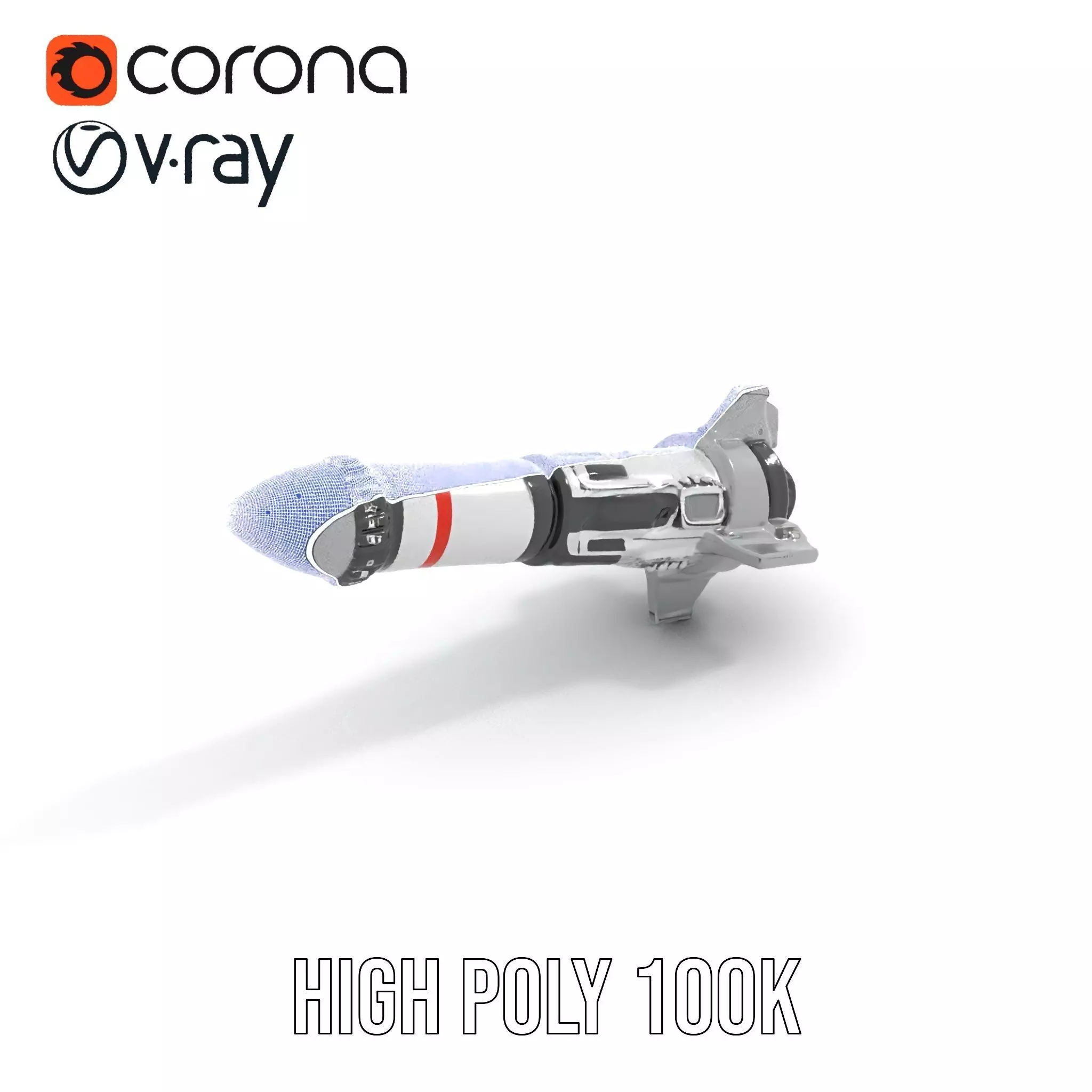 Futuristic Rocket Model Pack with Detailed Features Low-poly 3D model_31