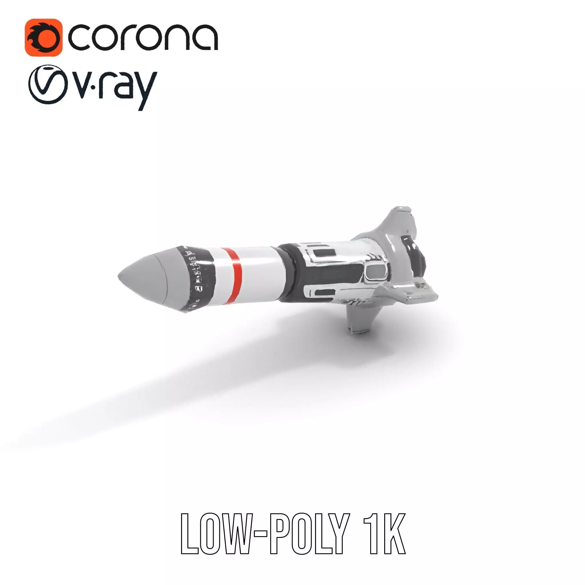 Futuristic Rocket Model Pack with Detailed Features Low-poly 3D model_13