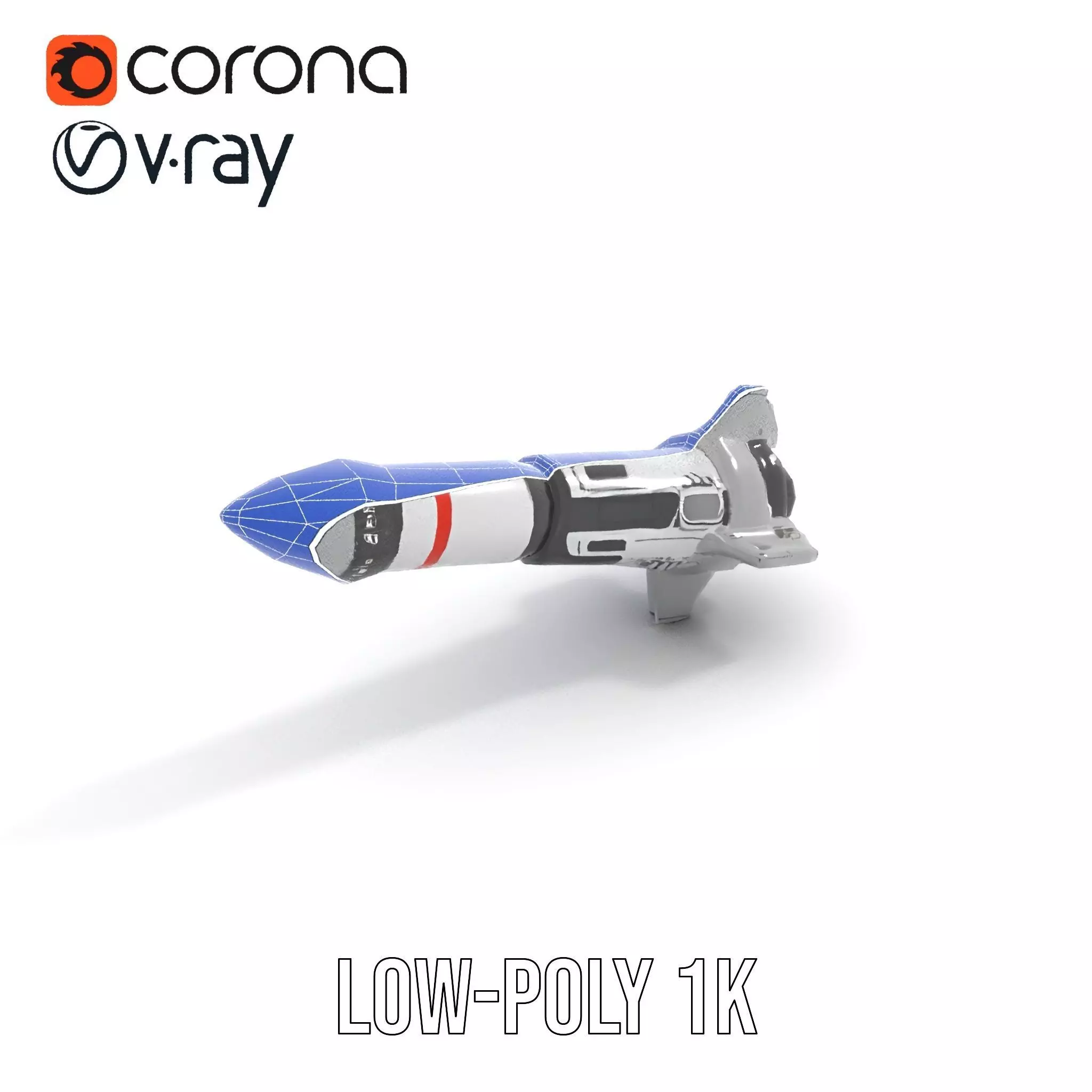 Futuristic Rocket Model Pack with Detailed Features Low-poly 3D model_30