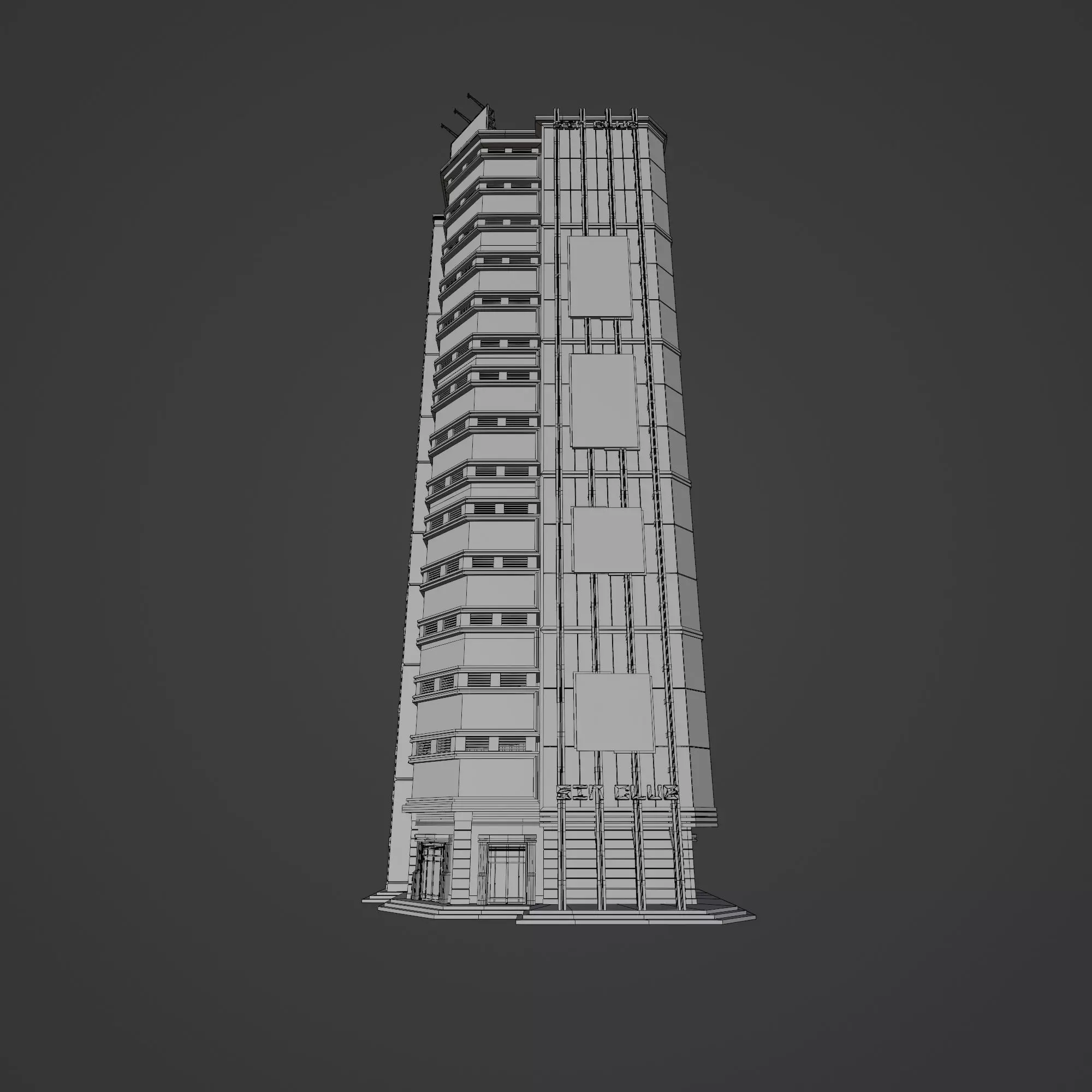 SCIFI CYBERPUNK FUTURISTIC NEON SKYSCRAPER 10 Low-poly 3D model_12