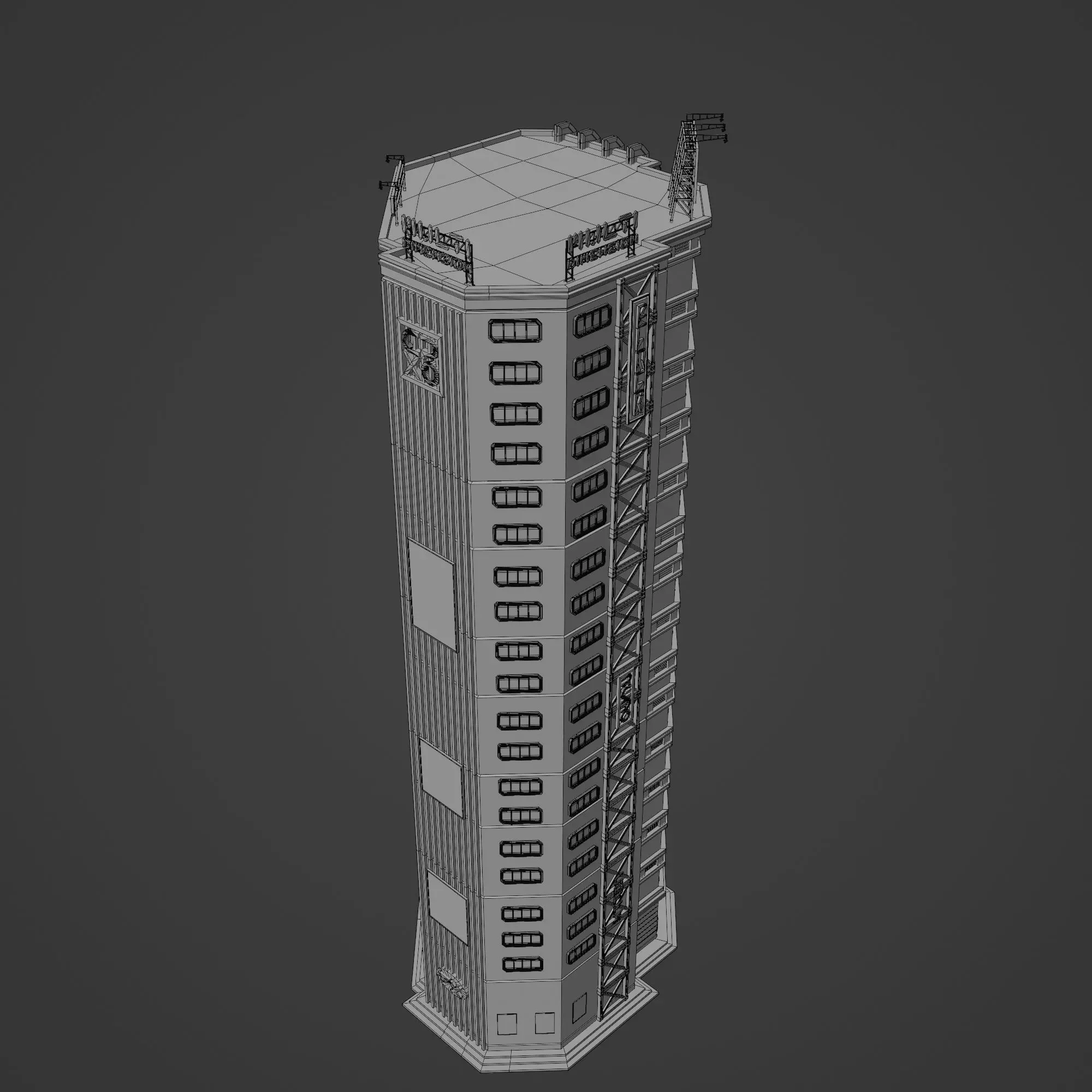 SCIFI CYBERPUNK FUTURISTIC NEON SKYSCRAPER 10 Low-poly 3D model_13