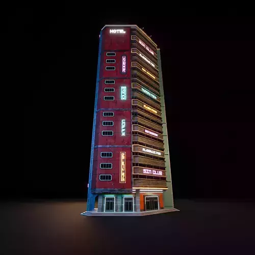 SCIFI CYBERPUNK FUTURISTIC NEON SKYSCRAPER 10 Low-poly 3D model SCIFI CYBERPUNK FUTURISTIC NEON SKYSCRAPER 10 Low-poly 3D model