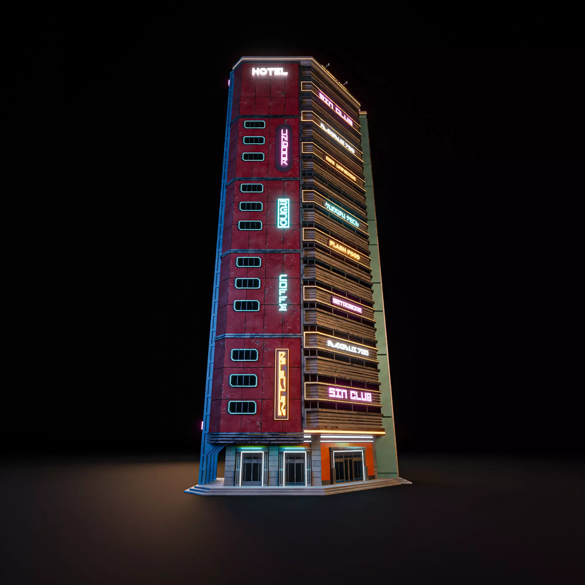 SCIFI CYBERPUNK FUTURISTIC NEON SKYSCRAPER 10 Low-poly 3D model_0