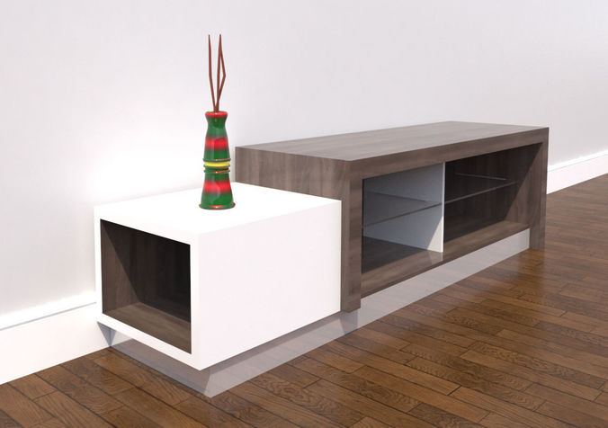 TV Stand-04 and Vase 3D model