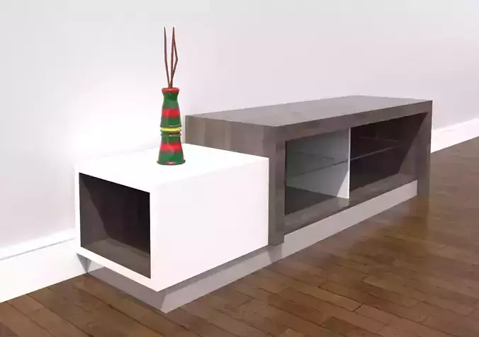 TV Stand-04 and Vase 3D model