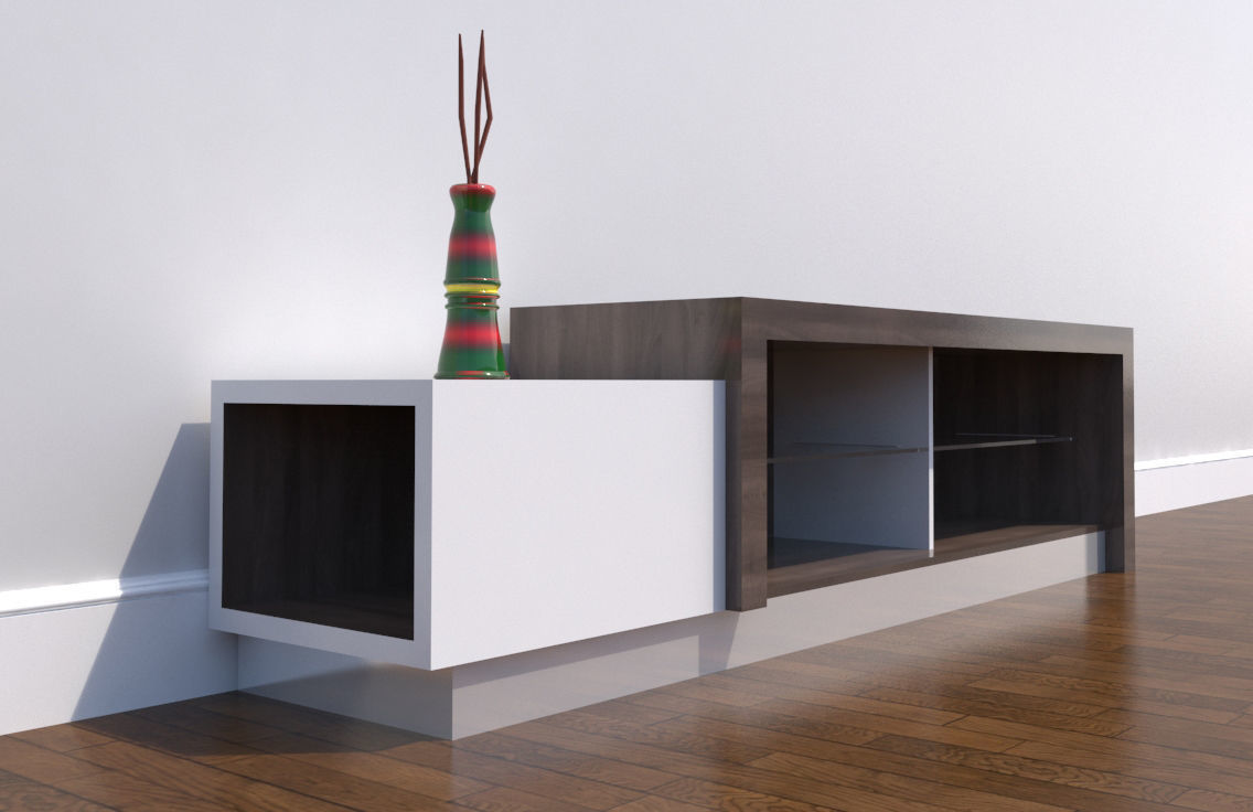 TV Stand-04 and Vase 3D model_1