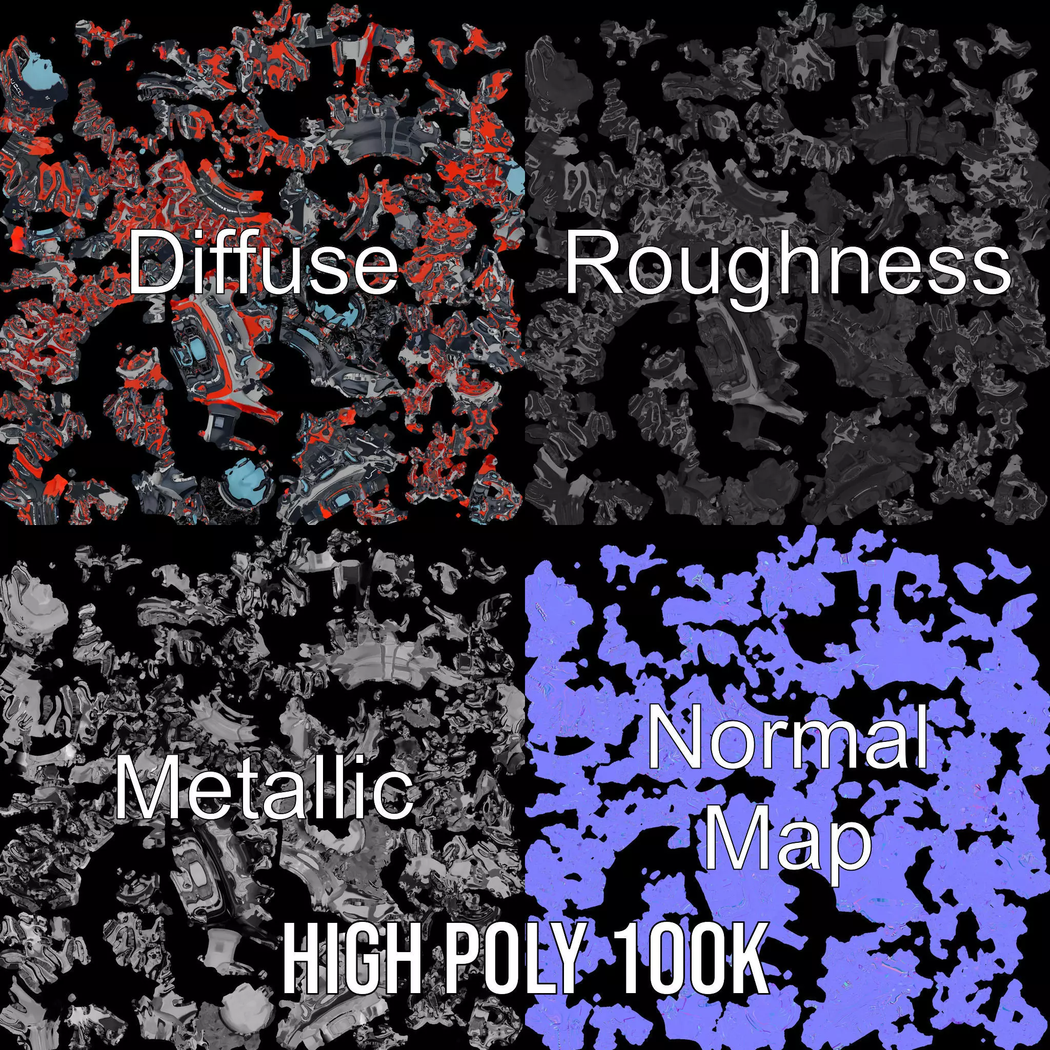 Futuristic Engine Model Pack with Detailed Components Low-poly 3D model_3