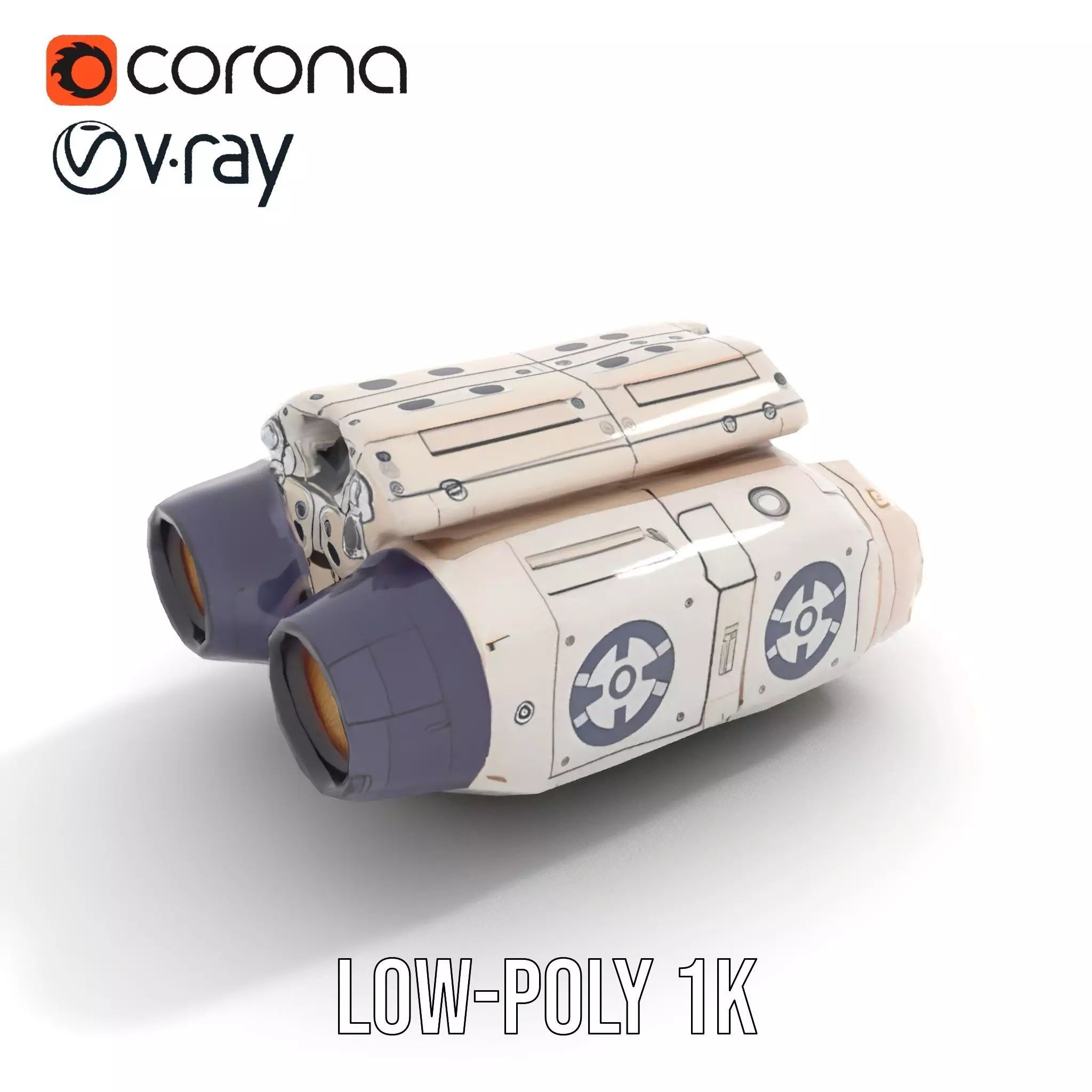 Futuristic Binoculars Model Pack with SciFi Design Low-poly 3D model_7