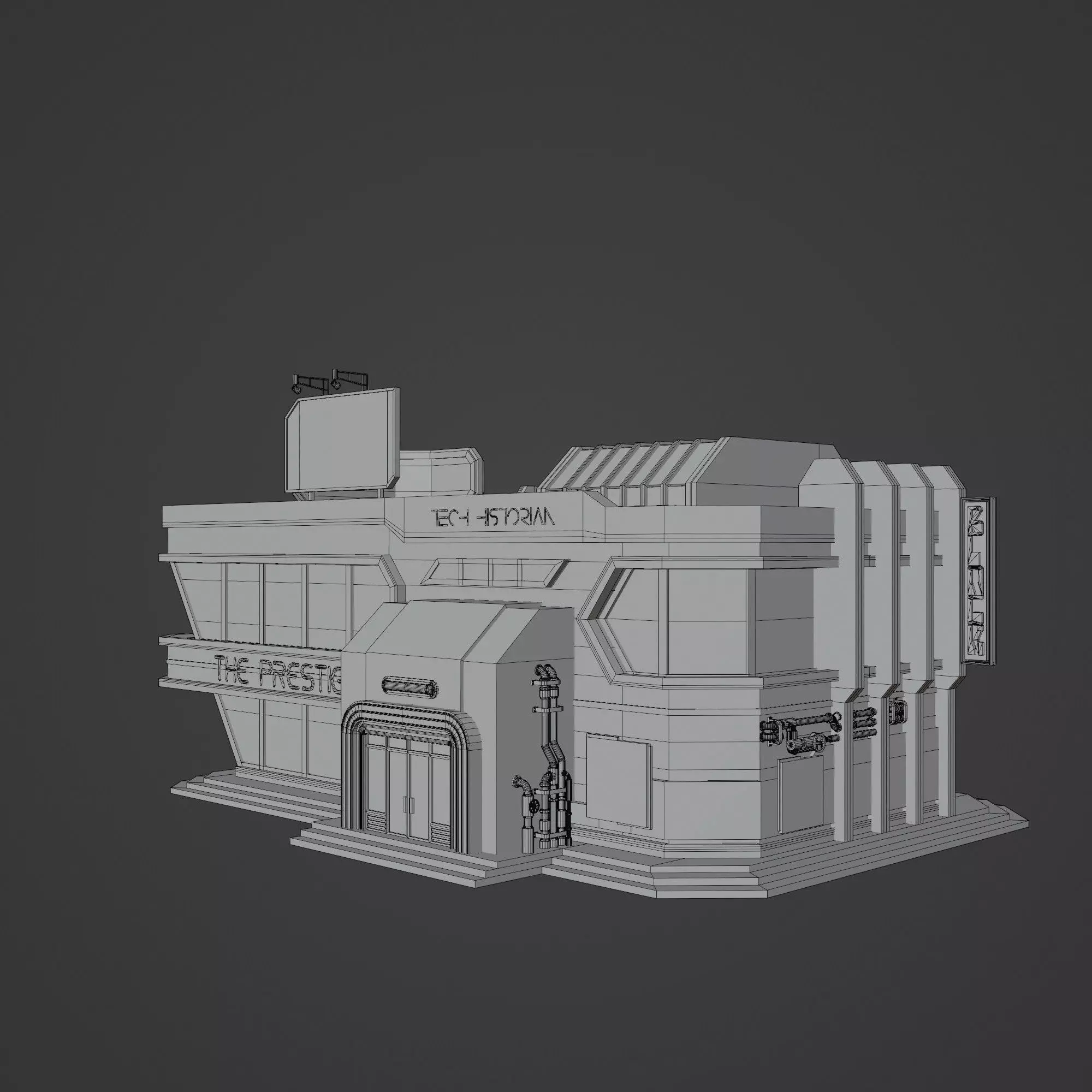 SCIFI CYBERPUNK FUTURISTIC NEON BUILDING 01 Low-poly 3D model_12