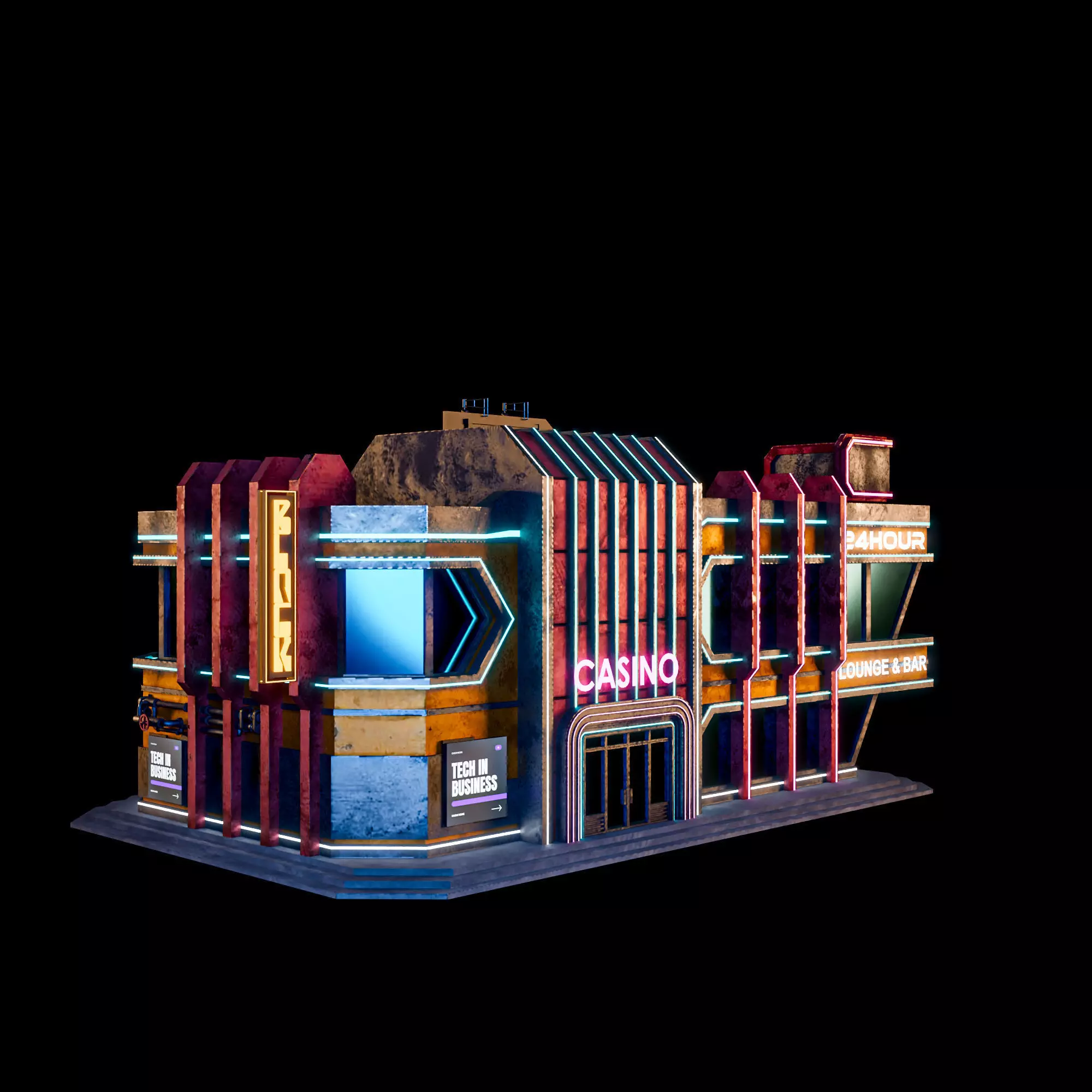 SCIFI CYBERPUNK FUTURISTIC NEON BUILDING 01 Low-poly 3D model_8