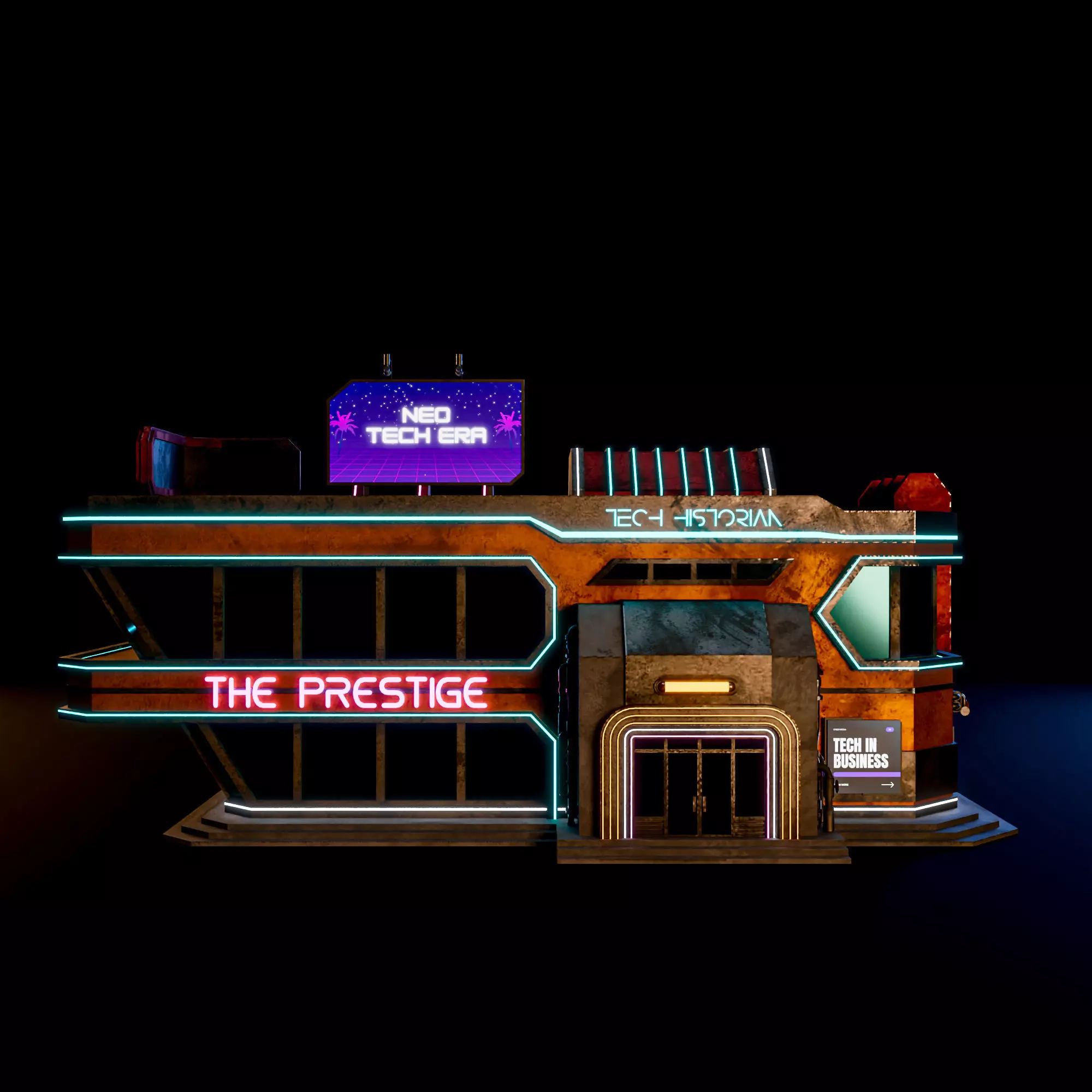 SCIFI CYBERPUNK FUTURISTIC NEON BUILDING 01 Low-poly 3D model_5