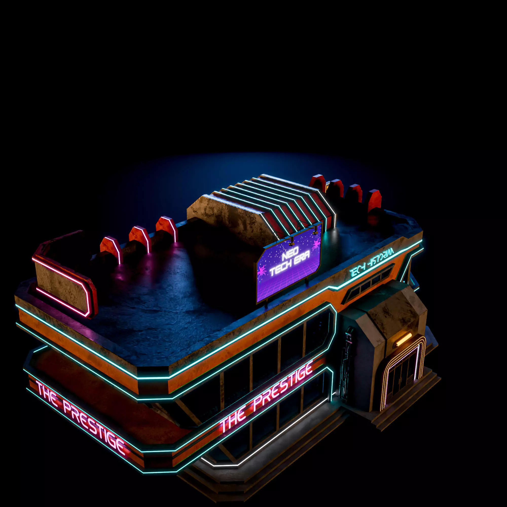 SCIFI CYBERPUNK FUTURISTIC NEON BUILDING 01 Low-poly 3D model_10