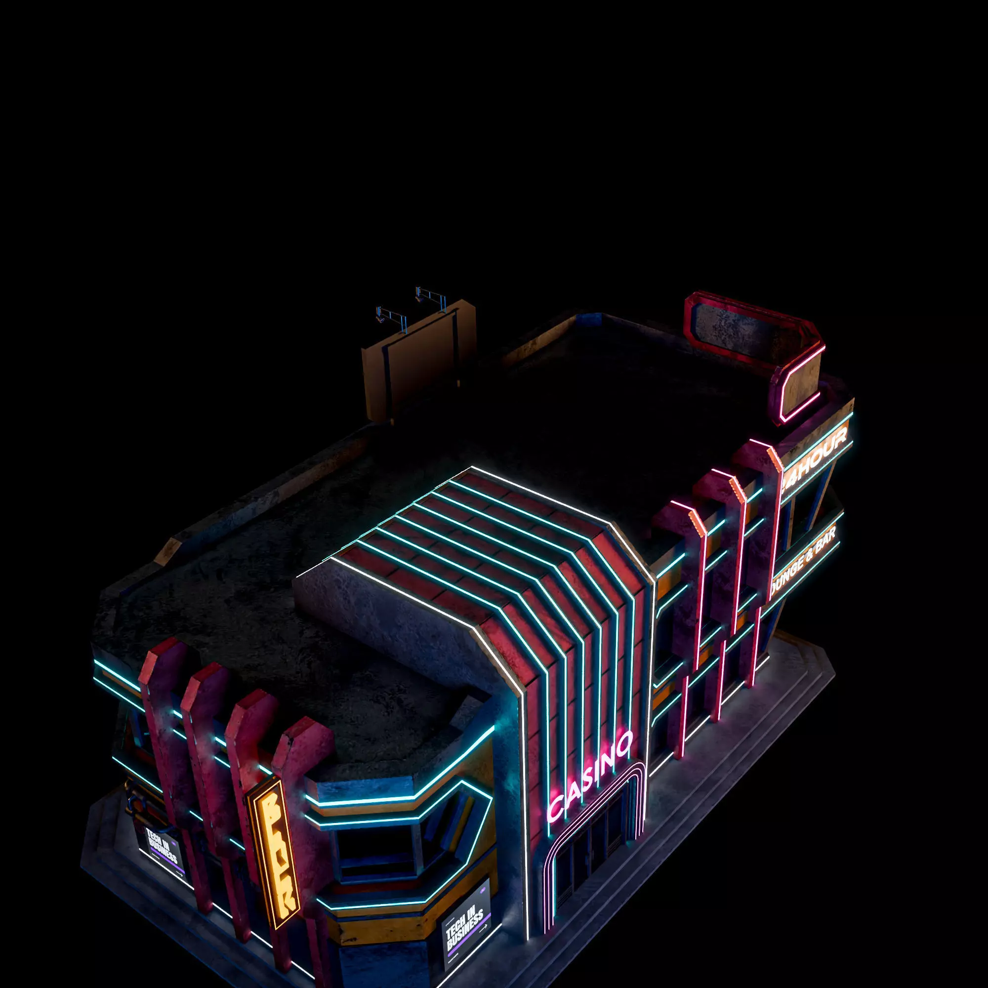 SCIFI CYBERPUNK FUTURISTIC NEON BUILDING 01 Low-poly 3D model_9