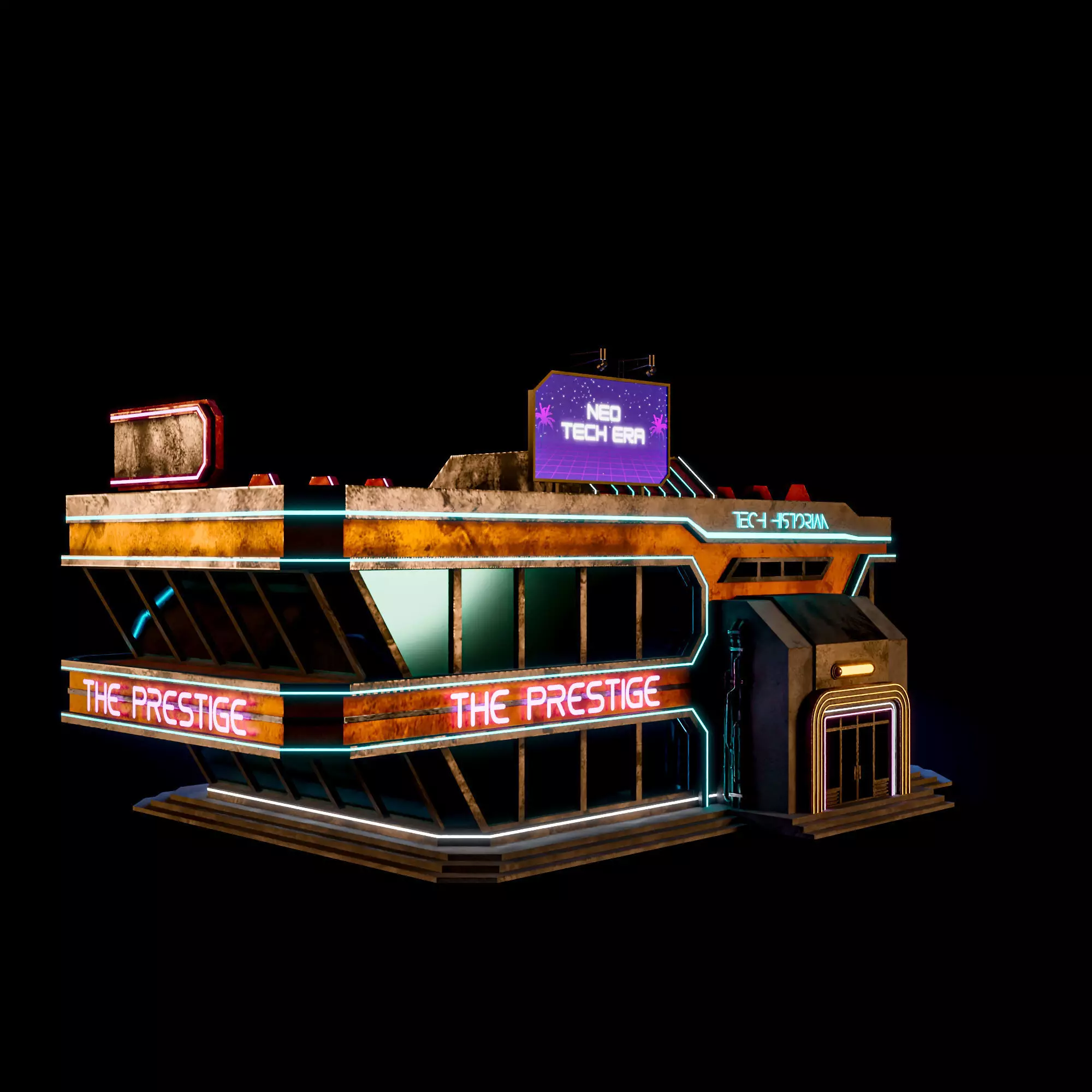 SCIFI CYBERPUNK FUTURISTIC NEON BUILDING 01 Low-poly 3D model_4