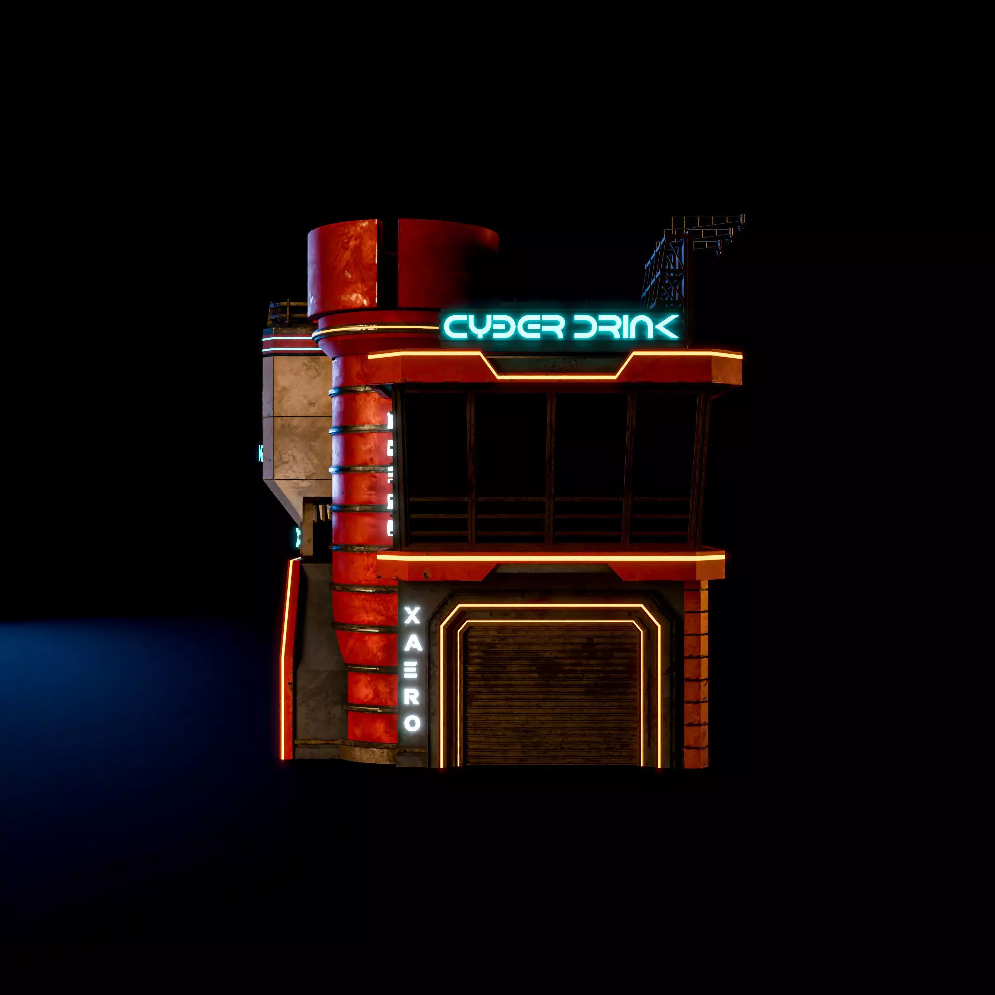 SCIFI CYBERPUNK FUTURISTIC NEON BUILDING 02 Low-poly 3D model_3