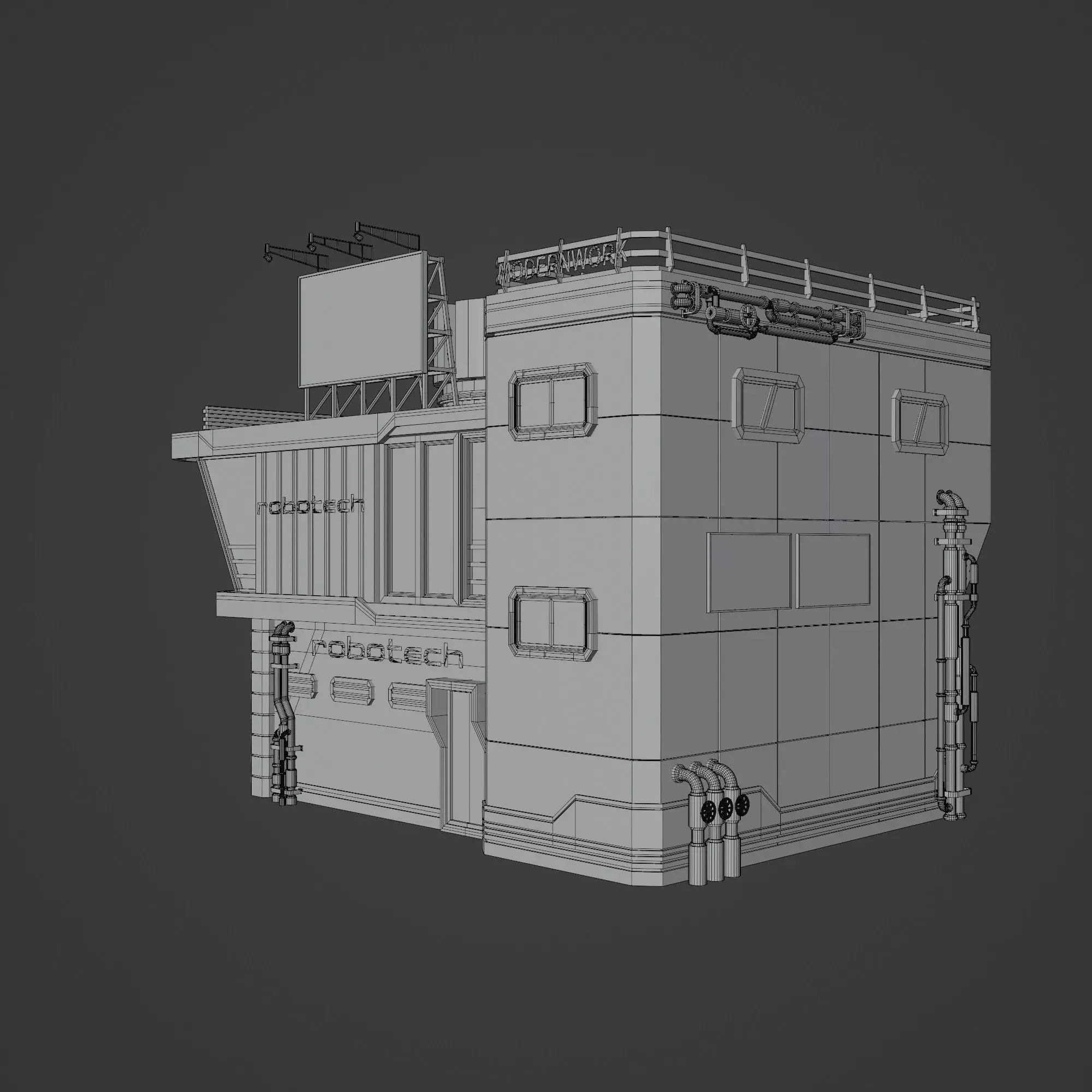 SCIFI CYBERPUNK FUTURISTIC NEON BUILDING 02 Low-poly 3D model_12