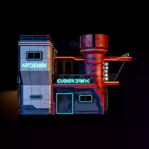SCIFI CYBERPUNK FUTURISTIC NEON BUILDING 02 Low-poly 3D model SCIFI CYBERPUNK FUTURISTIC NEON BUILDING 02 Low-poly 3D model
