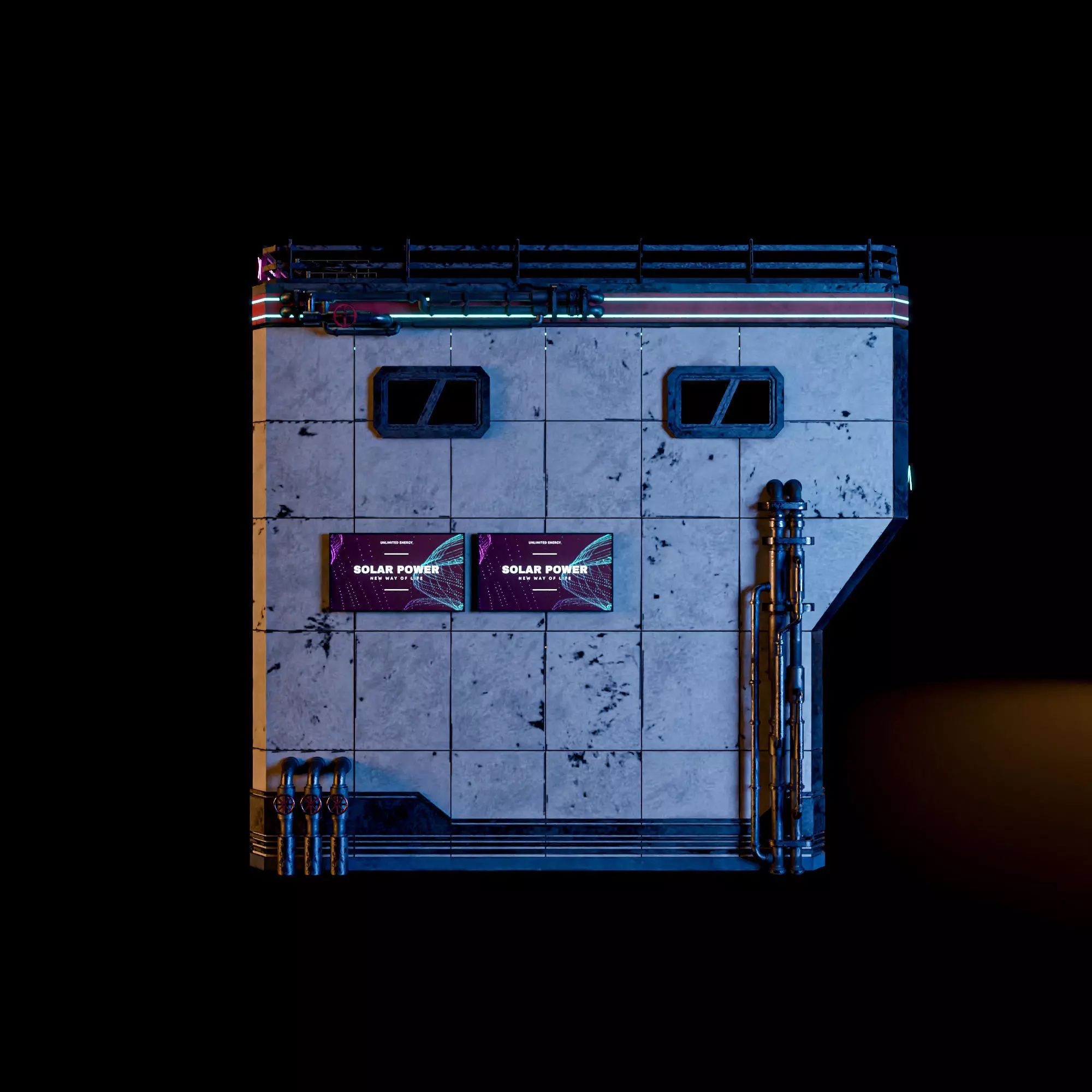 SCIFI CYBERPUNK FUTURISTIC NEON BUILDING 02 Low-poly 3D model_7