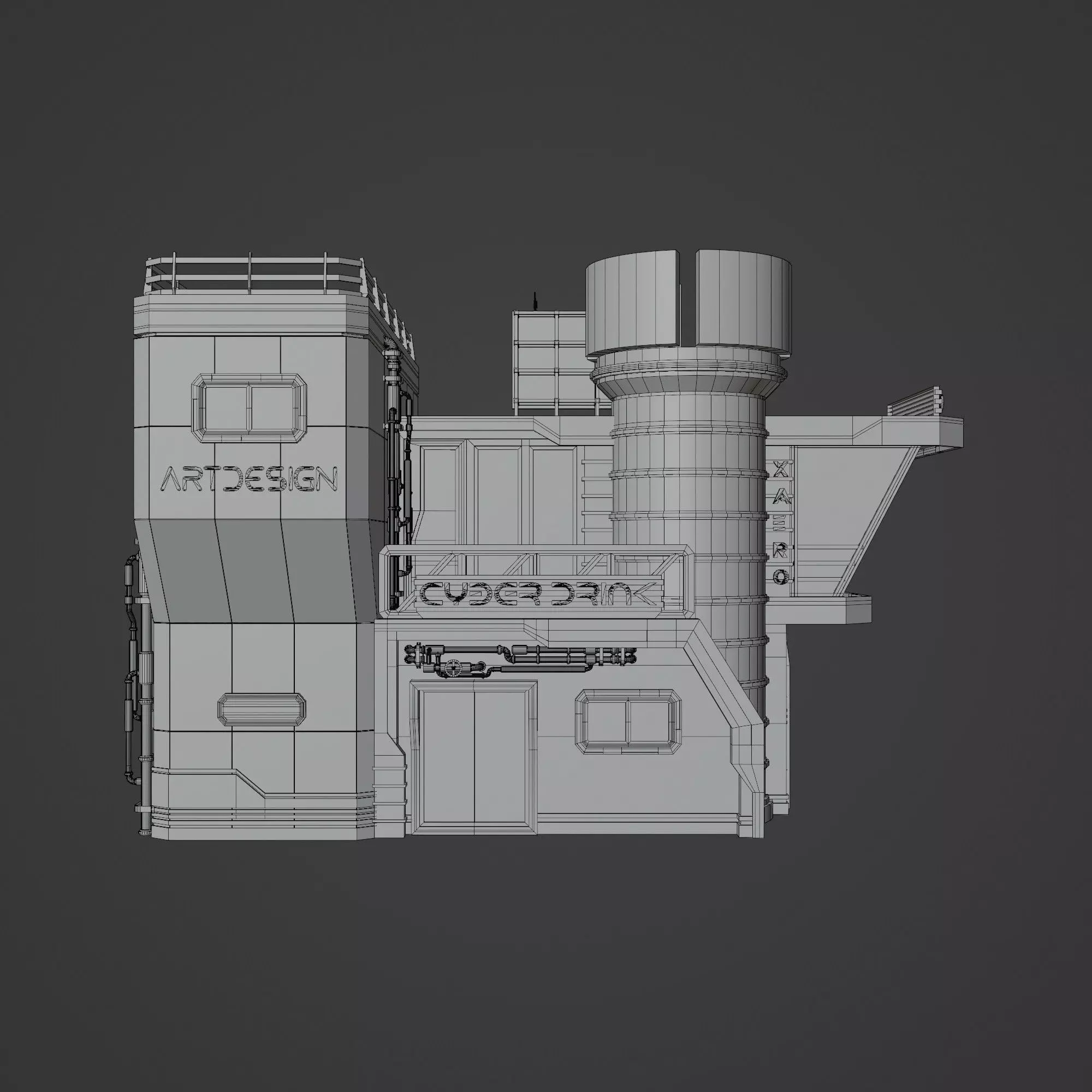 SCIFI CYBERPUNK FUTURISTIC NEON BUILDING 02 Low-poly 3D model_11